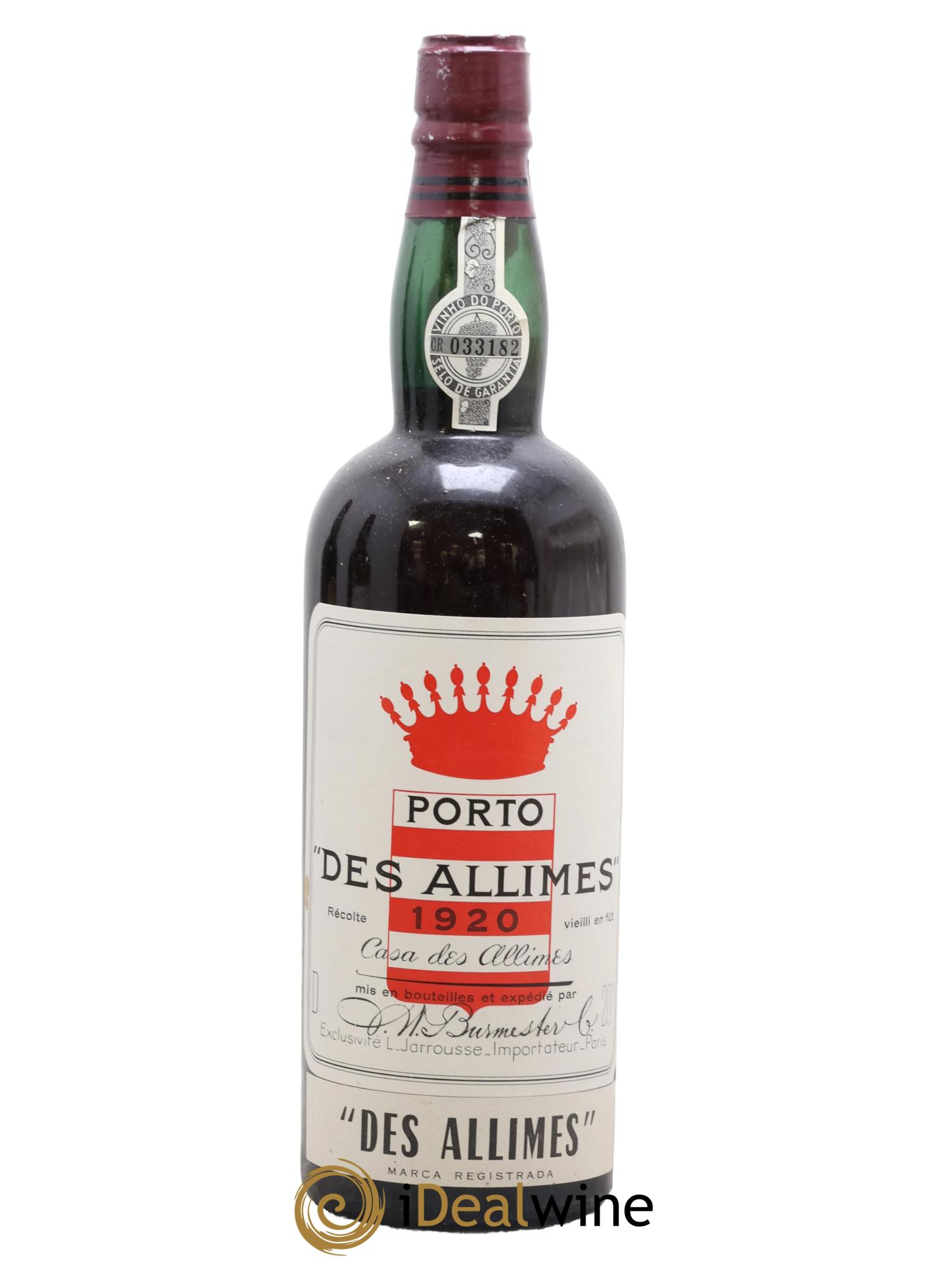 Porto Allimes Burmester 1920 - Lot de 1 bouteille - 0
