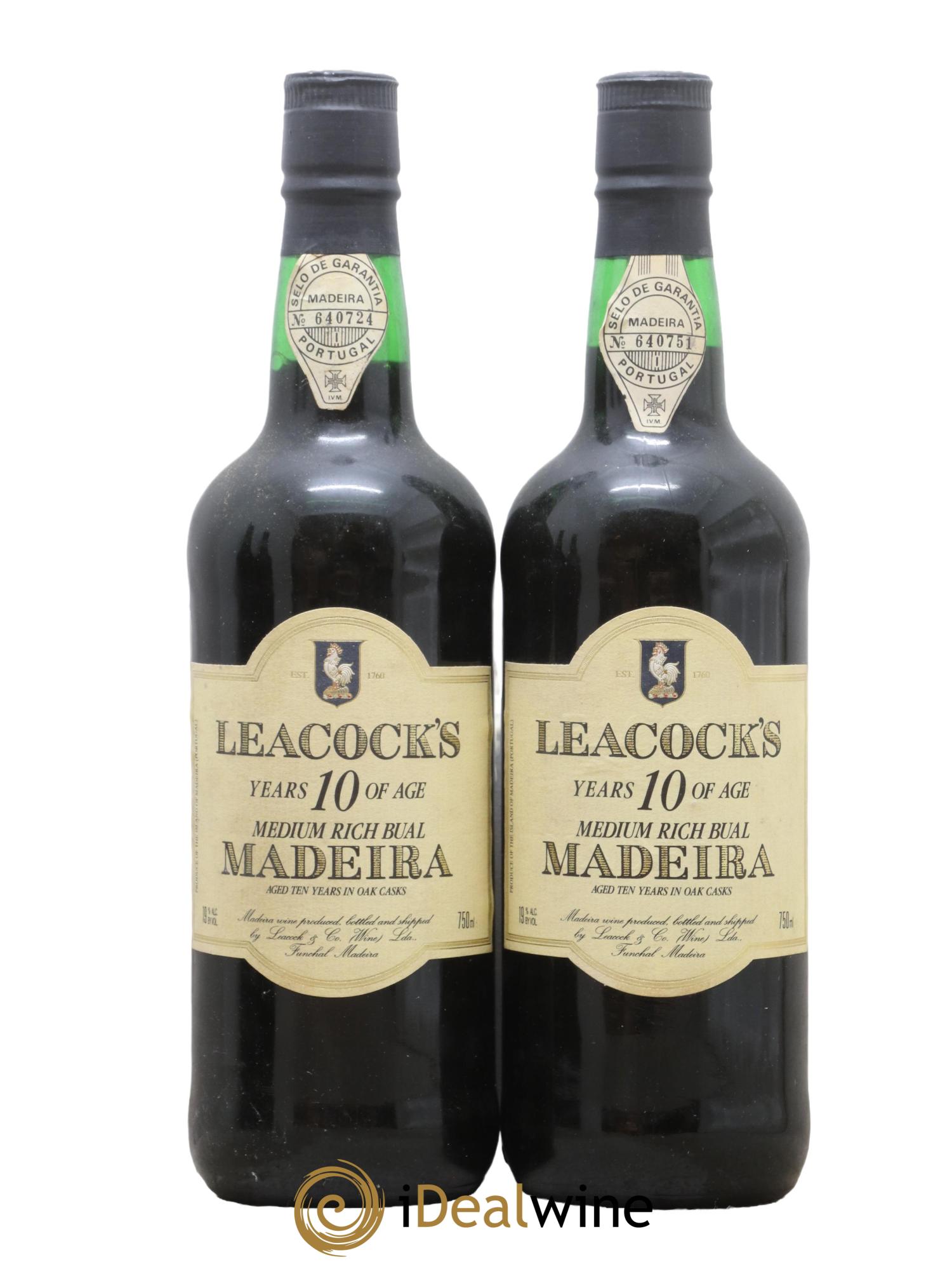 Madère 10 years Leacock's Medium Rich Bual - Lot de 2 bouteilles - 0