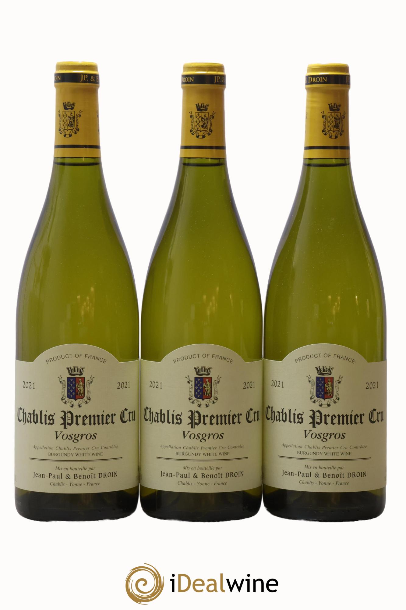 Chablis 1er Cru Vosgros Jean-Paul & Benoît Droin (Domaine)  2021 - Lot de 3 bouteilles - 0