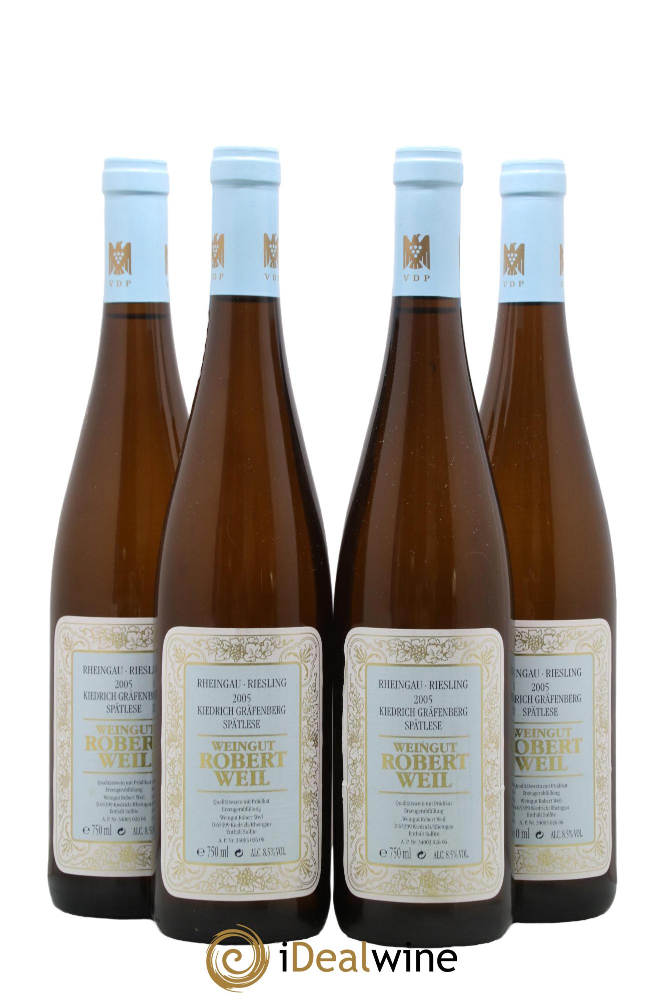 Allemagne Rheingau Kiedrich Gräfenberg Spätlese Weil Robert 2005 - Lot de 4 bouteilles - 0