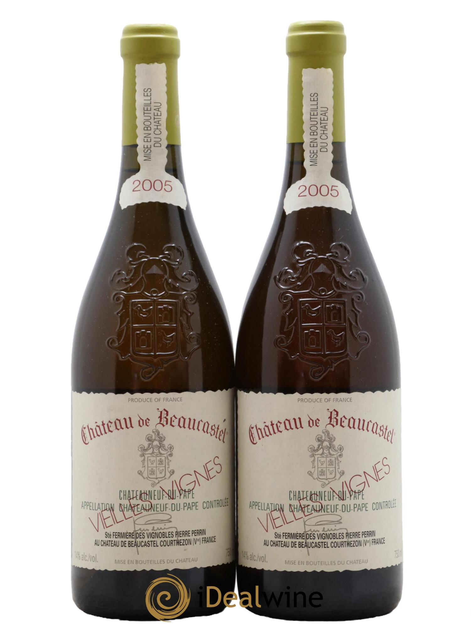 Châteauneuf-du-Pape Château de Beaucastel Vieilles vignes Roussanne Famille Perrin 2005 - Lot de 2 bouteilles - 0