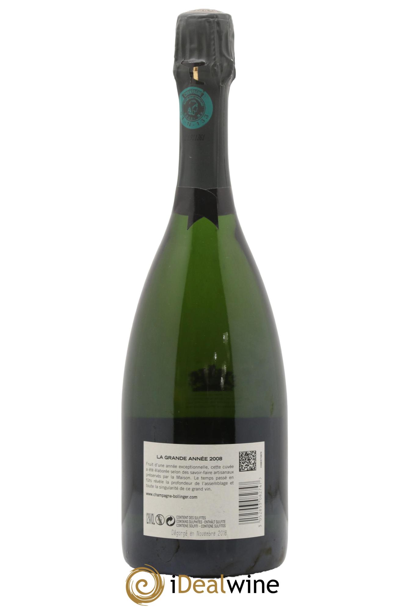 Grande Année Brut Bollinger 2008 - Lot de 1 bouteille - 1
