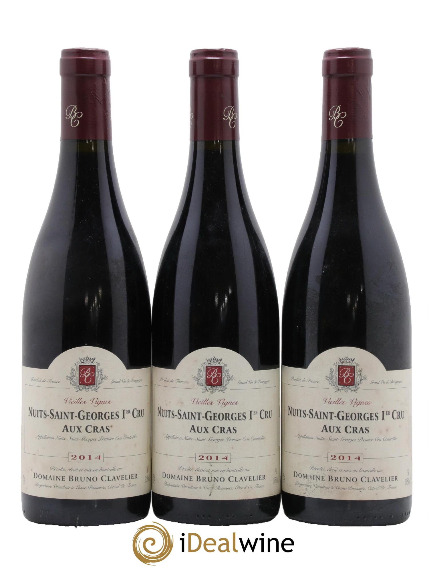 Nuits-Saint-Georges 1er Cru Aux Cras Vieilles Vignes Bruno Clavelier 2014 - Lot de 3 bouteilles - 0