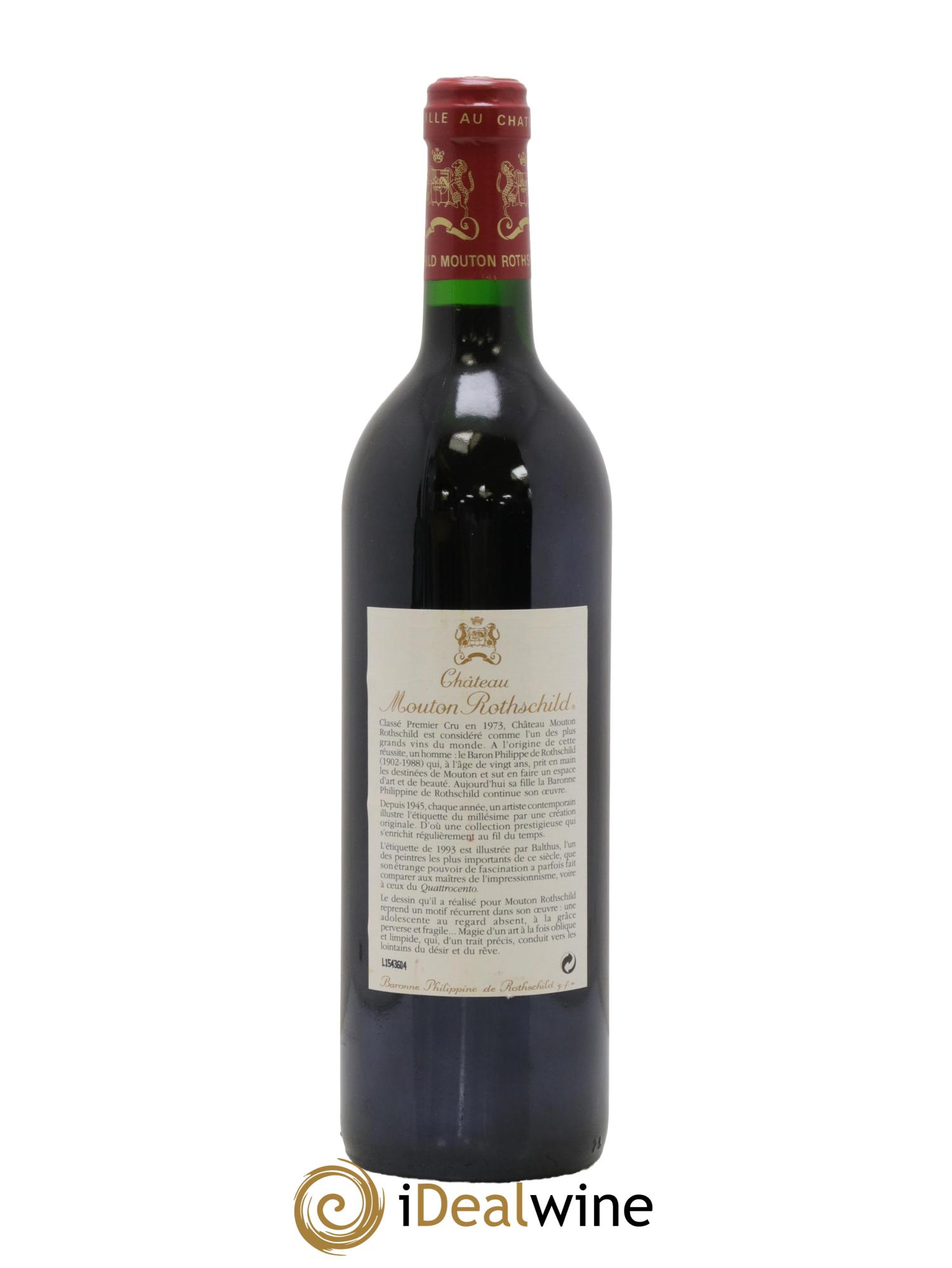 Château Mouton Rothschild 1er Grand Cru Classé 1993 - Lot of 1 bottle - 1