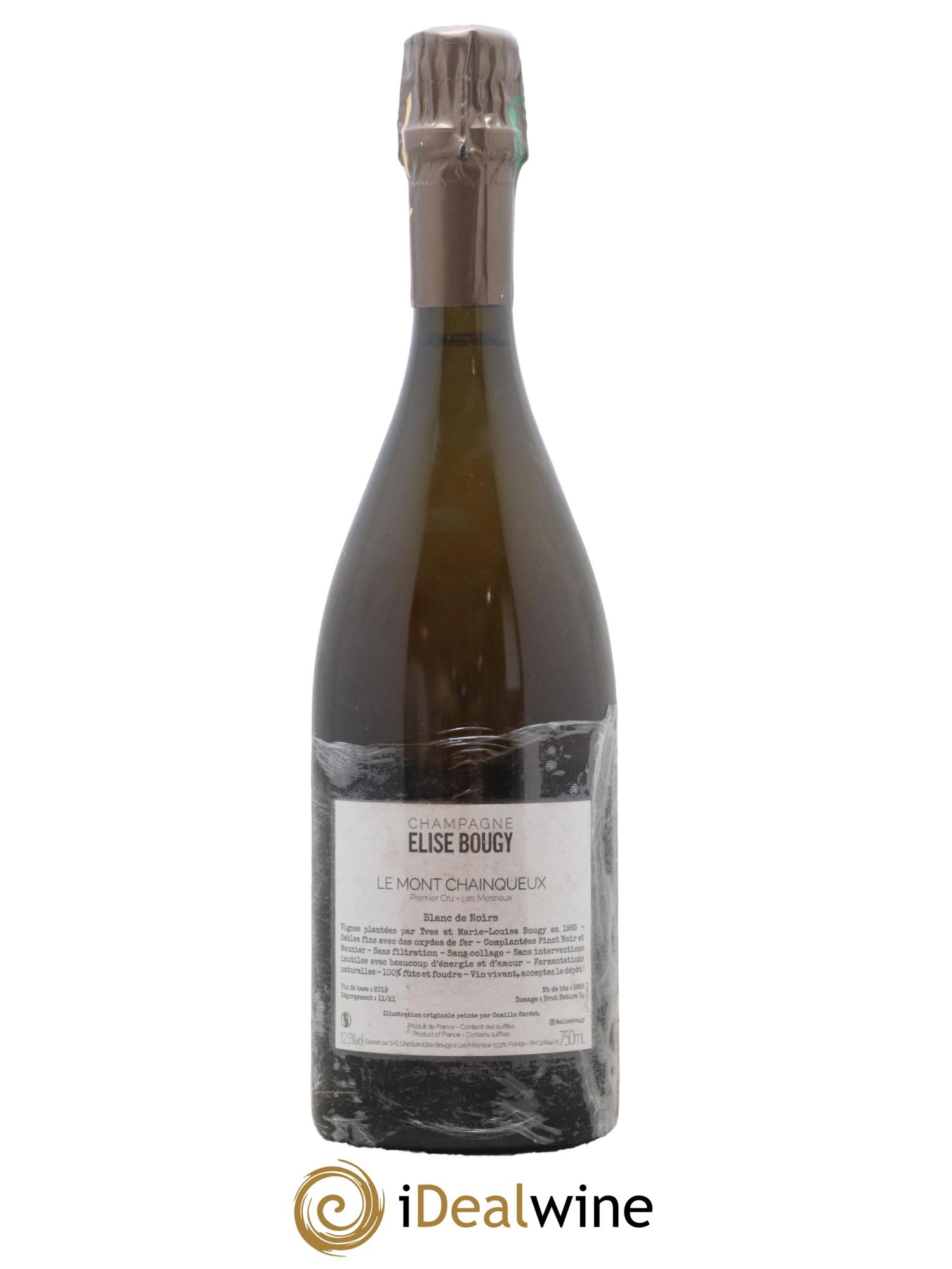 Champagne Brut Nature Blanc de Noirs 1er Cru Le Mont Chainqueux Les Mesneux Elise Bougy - Lot de 1 bouteille - 1