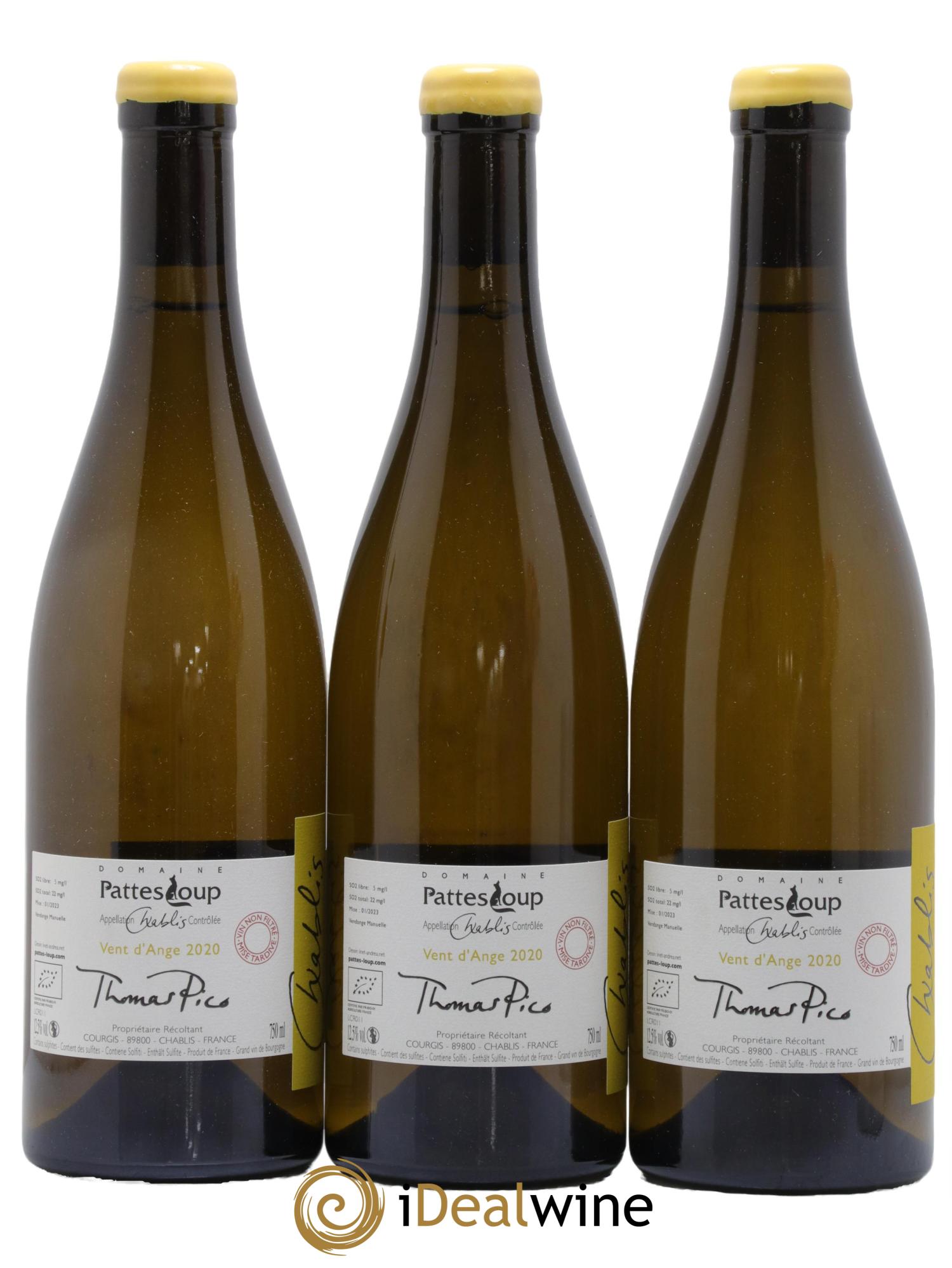 Chablis Vent d'Ange Pattes Loup (Domaine) 2020 - Lot de 3 bouteilles - 1