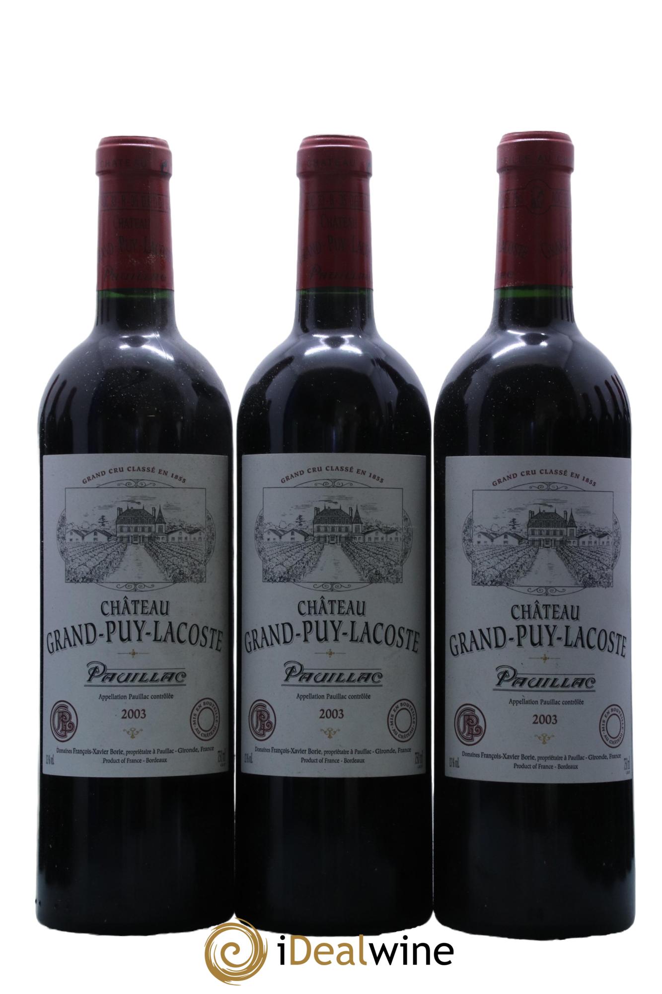 Château Grand Puy Lacoste 5ème Grand Cru Classé 2003 - Lot de 12 bouteilles - 1