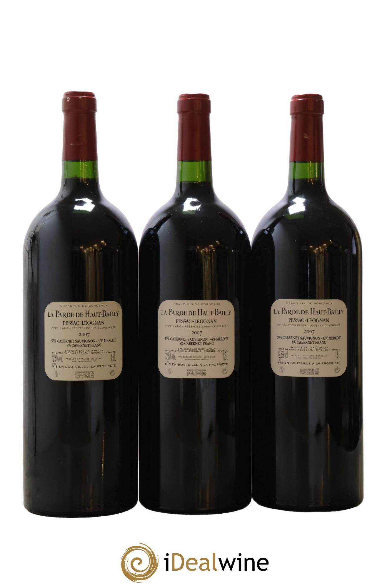 Haut Bailly II (Anciennement La Parde de Haut-Bailly) Second Vin  2007 - Posten von 3 Magnum - 2