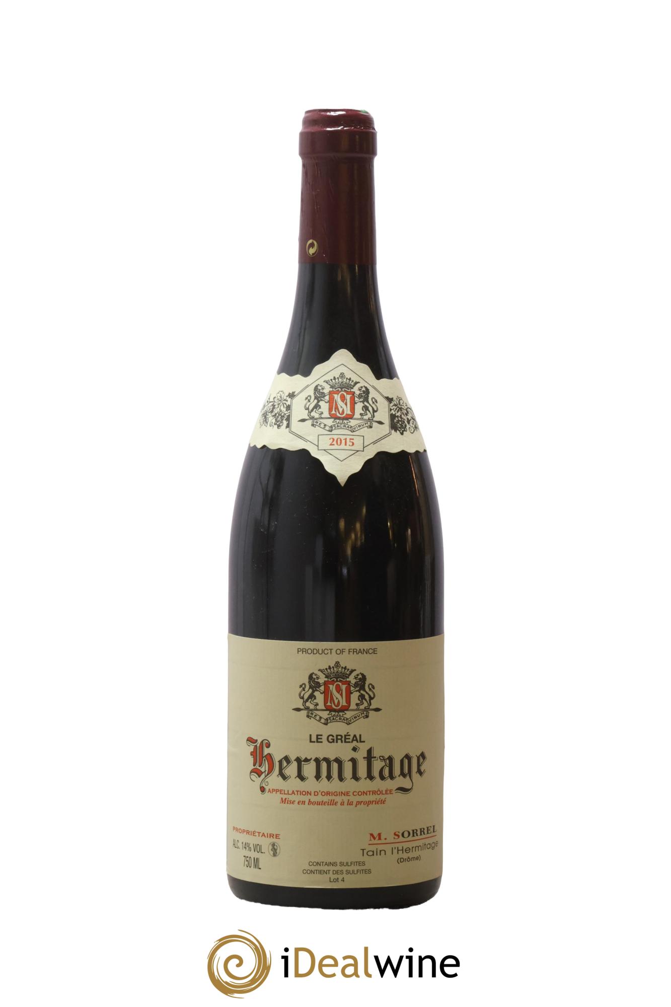 Hermitage Le Gréal Marc Sorrel  2015 - Lot de 1 bouteille - 0