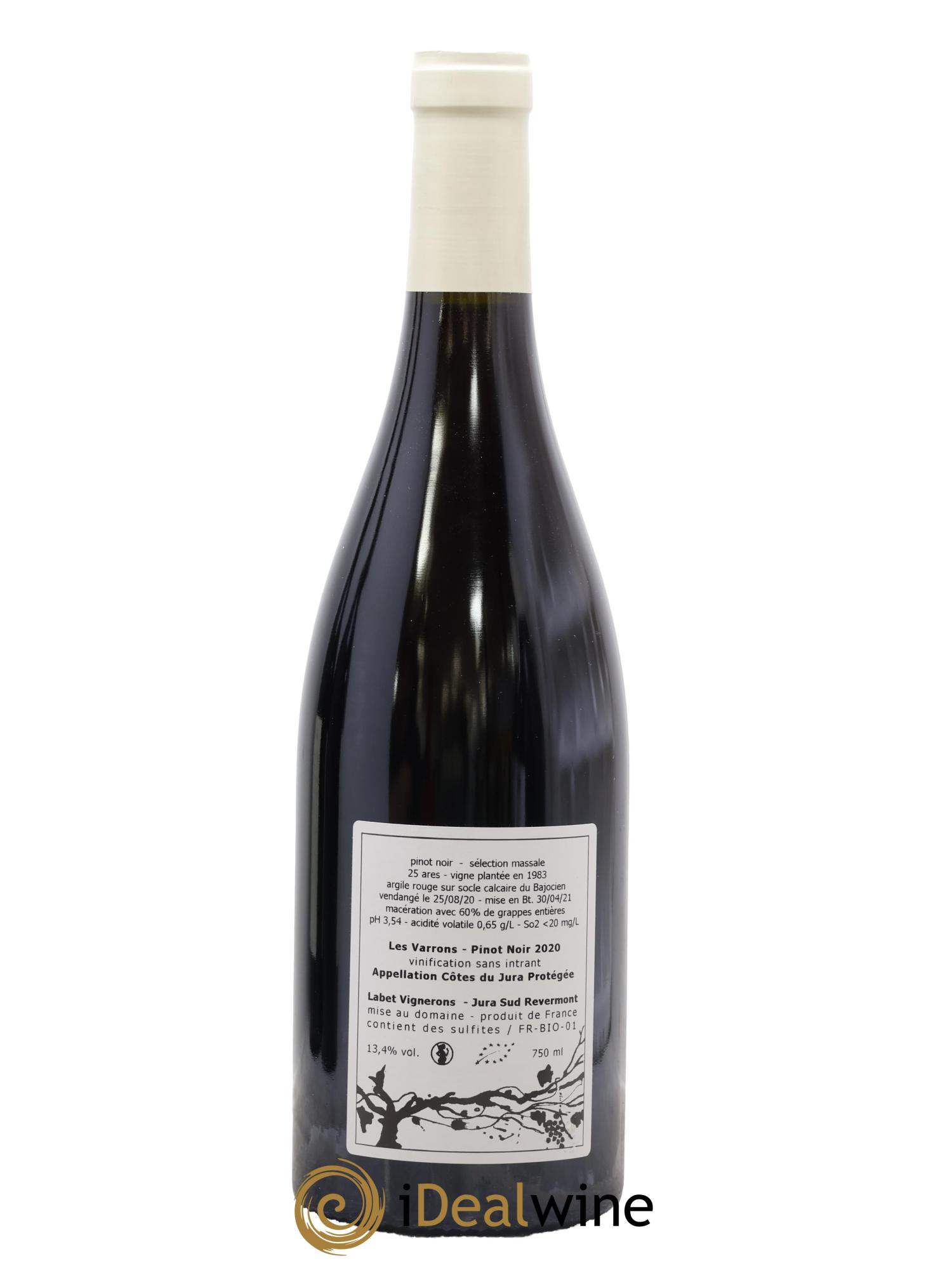 Côtes du Jura Pinot Noir Les Varrons Sélection Massale Romain - Julien - Charline Labet 2020 - Lot de 1 bouteille - 1