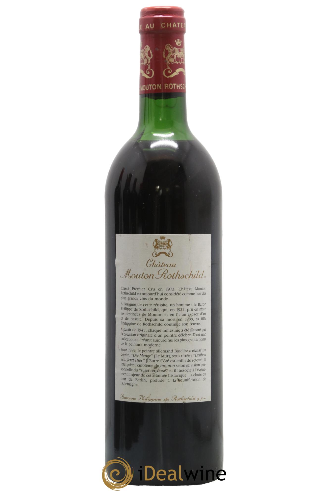 Château Mouton Rothschild 1er Grand Cru Classé 1989 - Lot de 1 bouteille - 1