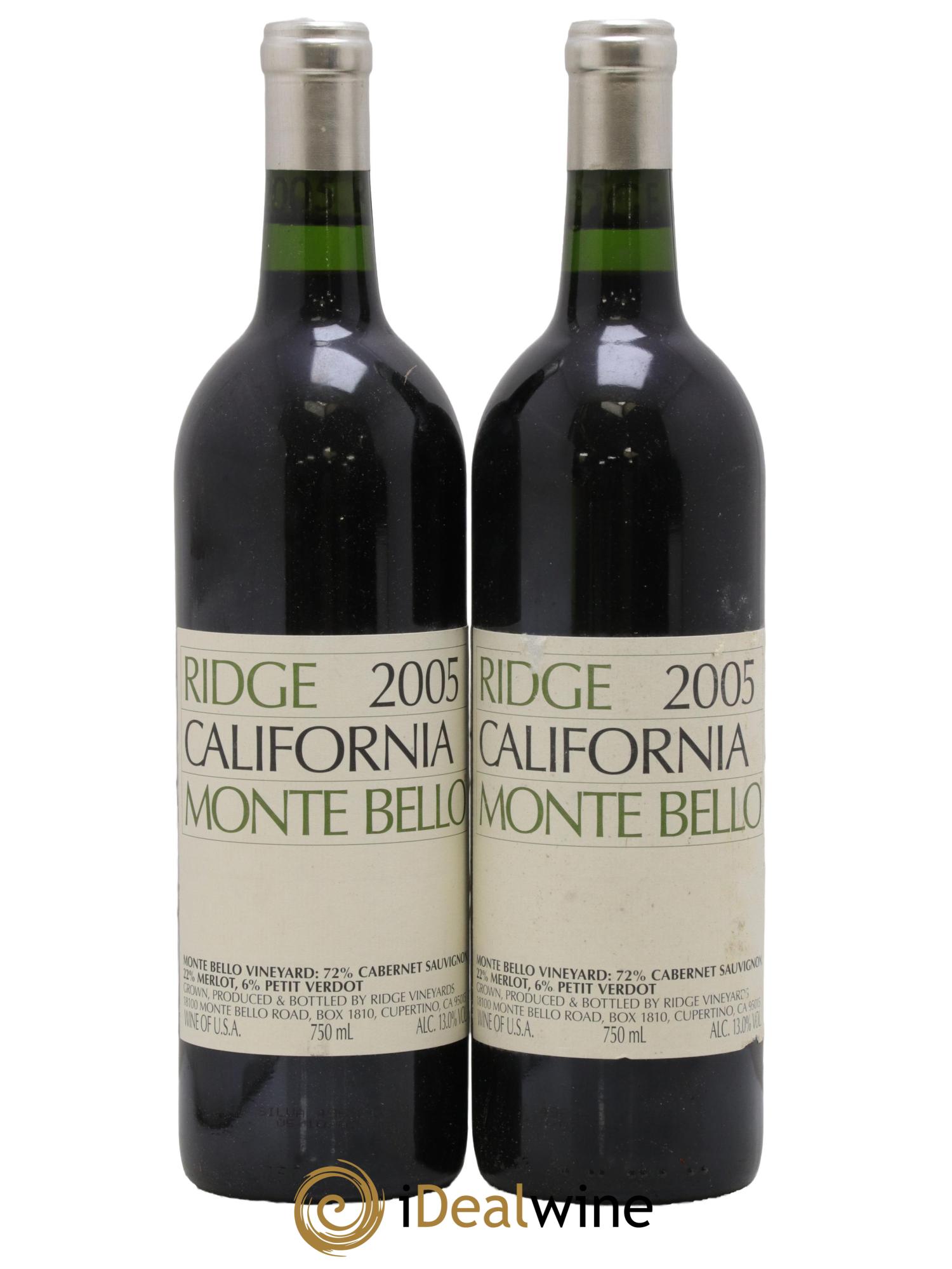Santa Cruz Mountains Monte Bello Ridge Vineyards 2005 - Posten von 2 Flaschen - 0