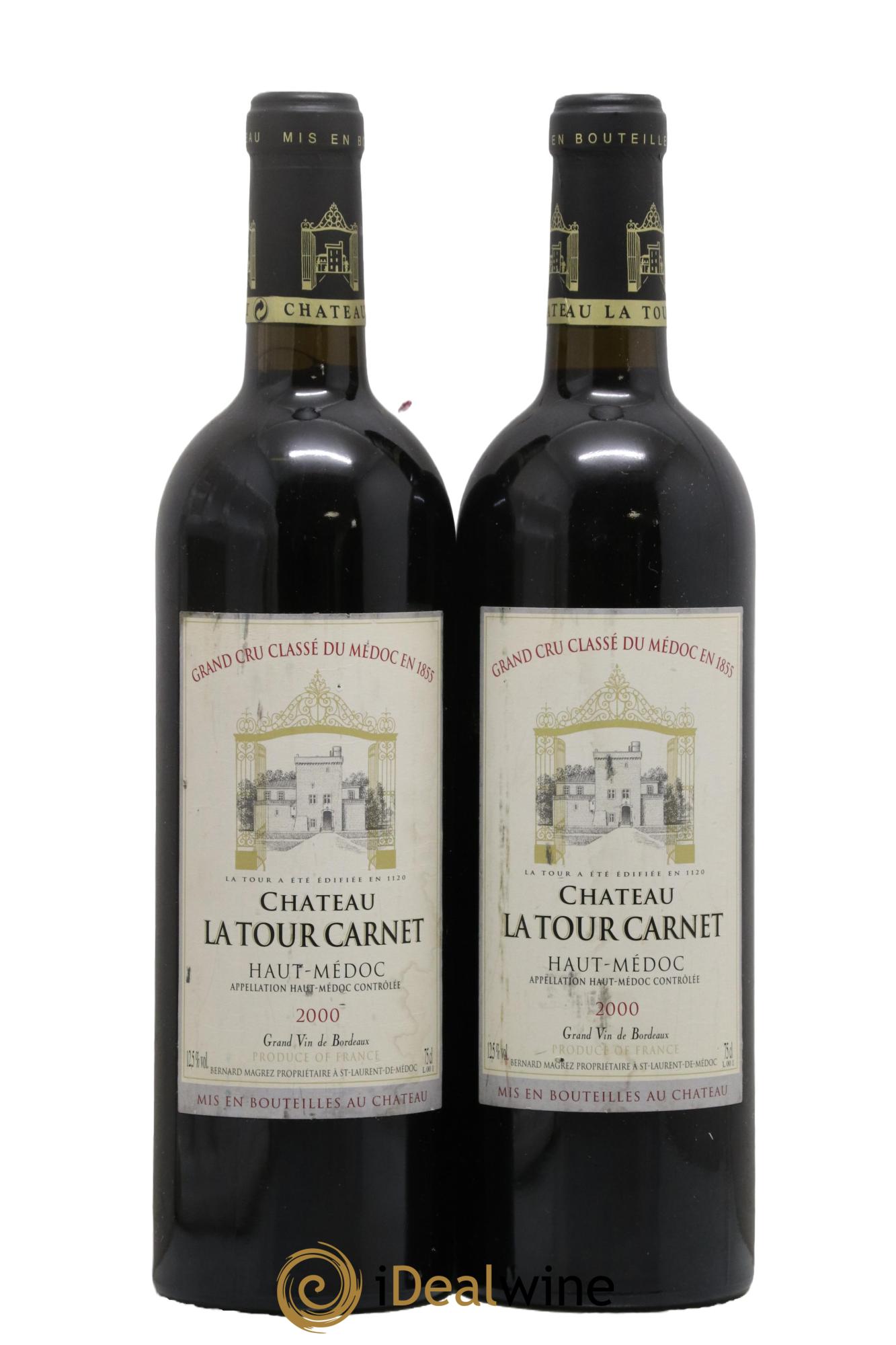 Château la Tour Carnet 4ème Grand Cru Classé 2000 - Lot of 2 bottles - 0