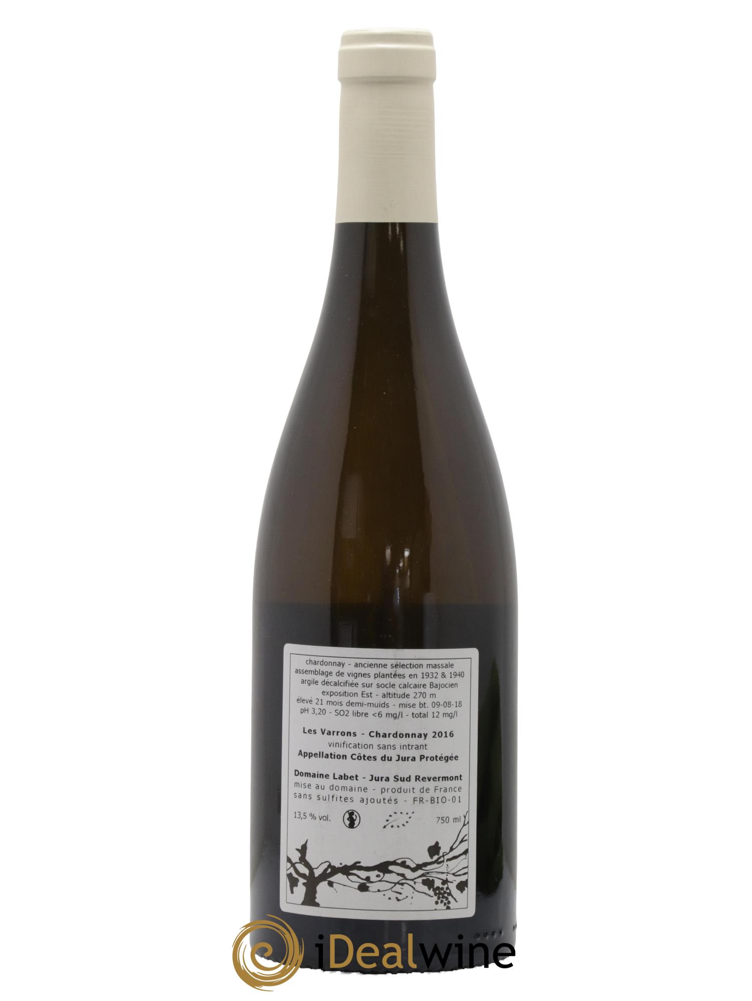 Côtes du Jura Chardonnay Les Varrons Romain - Julien - Charline Labet 2016 - Lot de 1 bouteille - 1