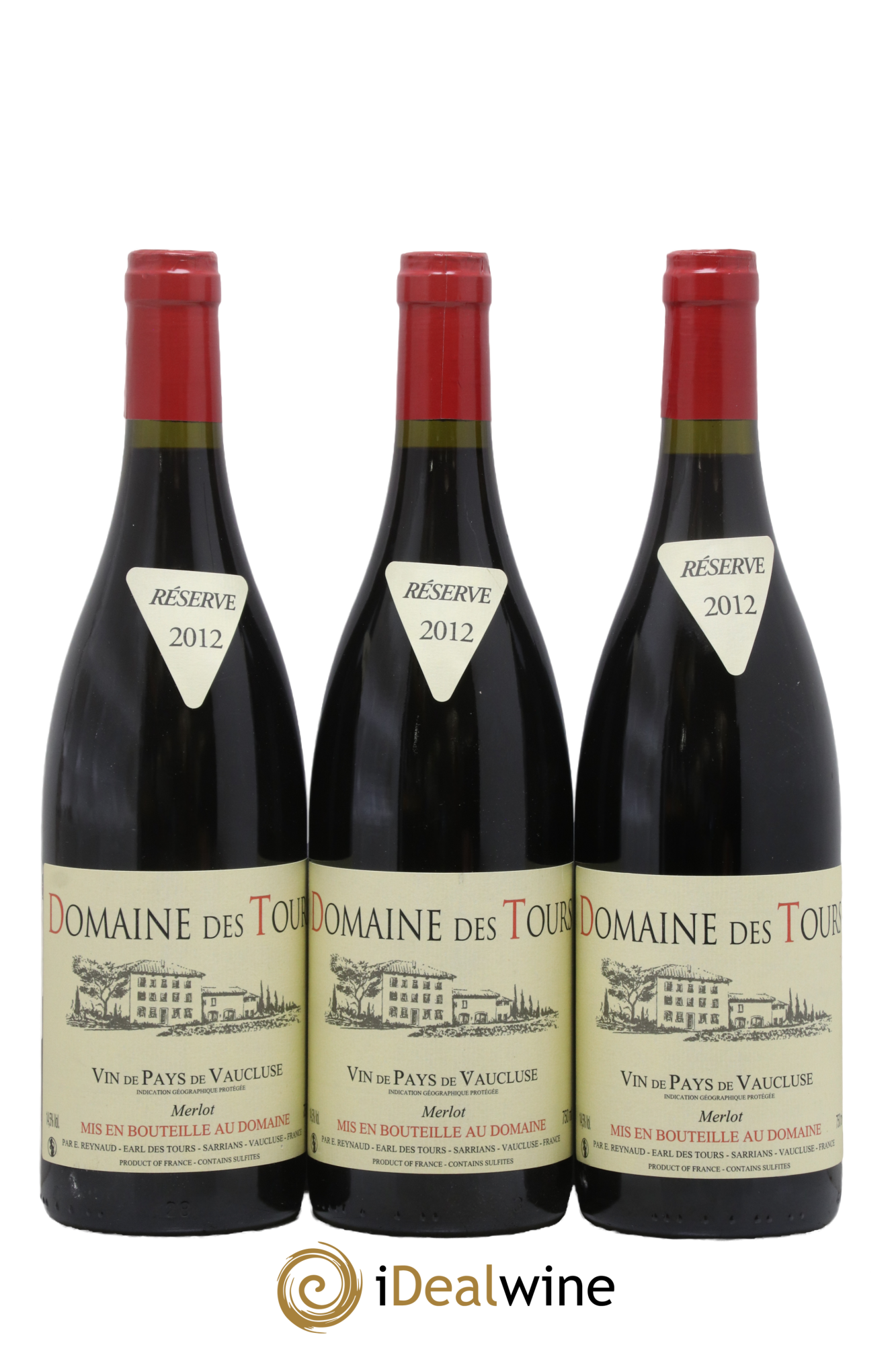 Vaucluse Domaine des Tours Merlot Emmanuel Reynaud 2012 - Lot de 3 bouteilles - 0