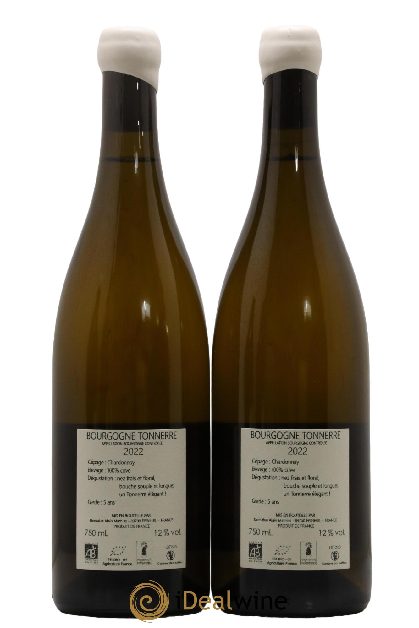 Bourgogne Tonnerre Alain Mathias 2022 - Lot de 2 bouteilles - 1