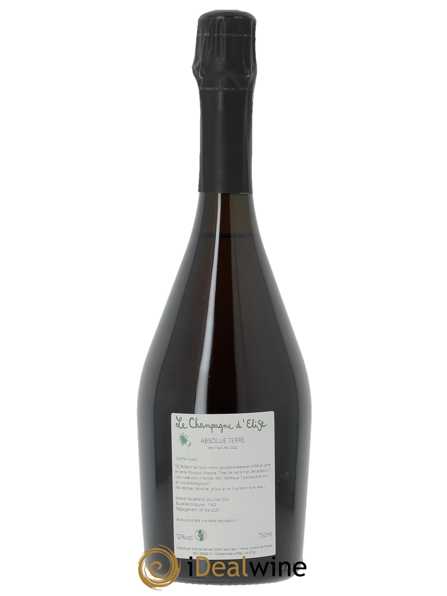 Absolue Terre Blanc de Noirs Brut Nature Elise Dechannes (Domaine) 2022 - Lot of 1 bottle - 1