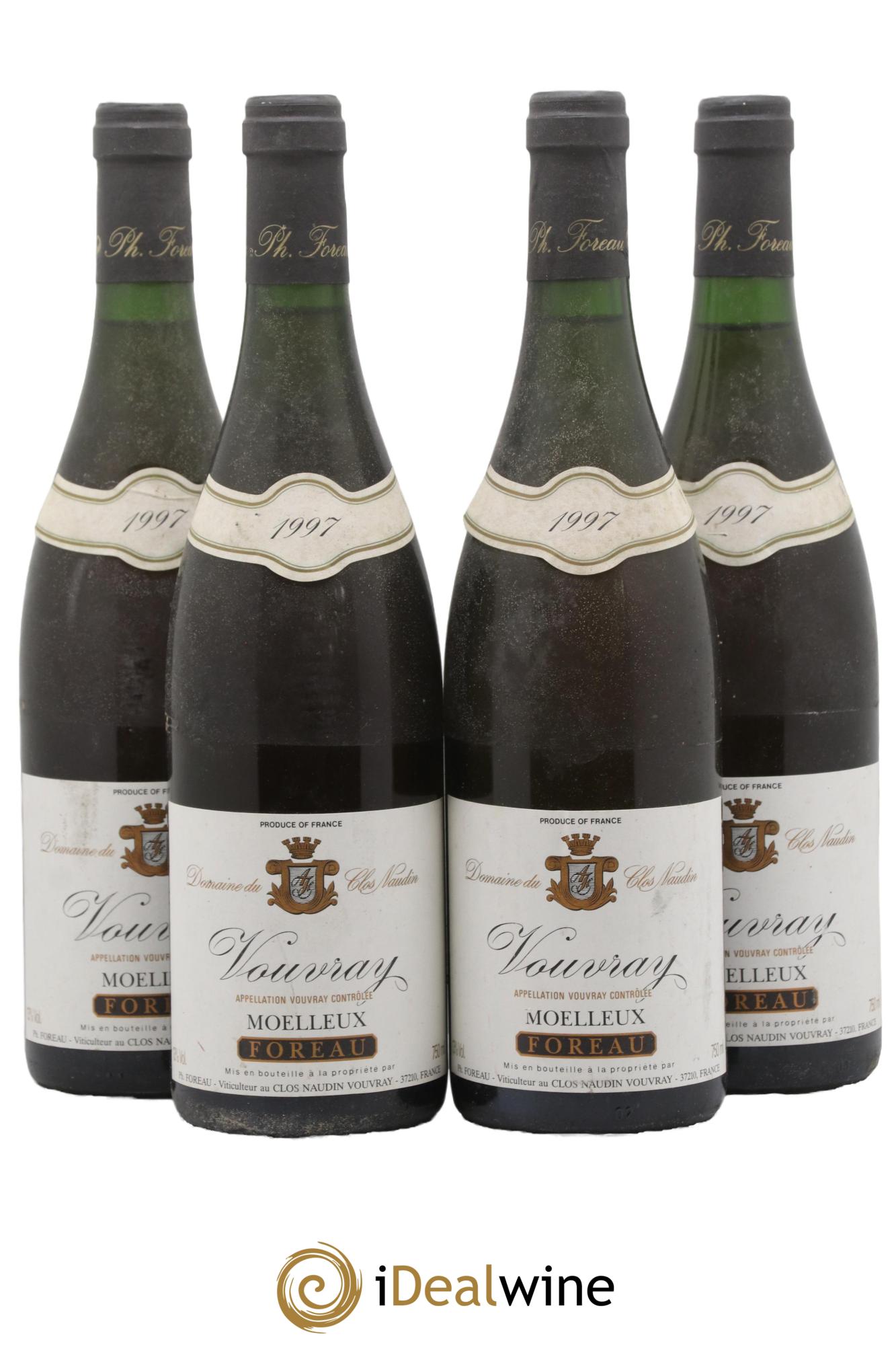 Vouvray Moelleux Clos Naudin - Philippe Foreau 1997 - Lot of 4 bottles - 0