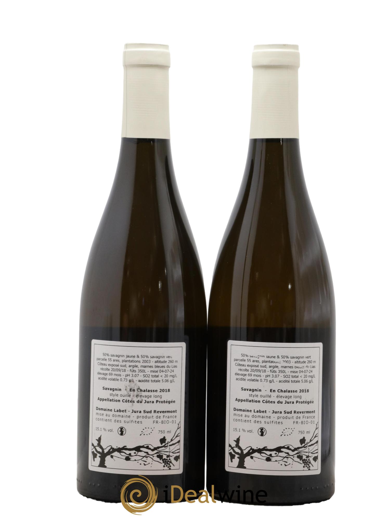 Côtes du Jura Savagnin En Chalasse Élevage Prolongé Domaine Labet 2018 - Lot de 2 bouteilles - 1