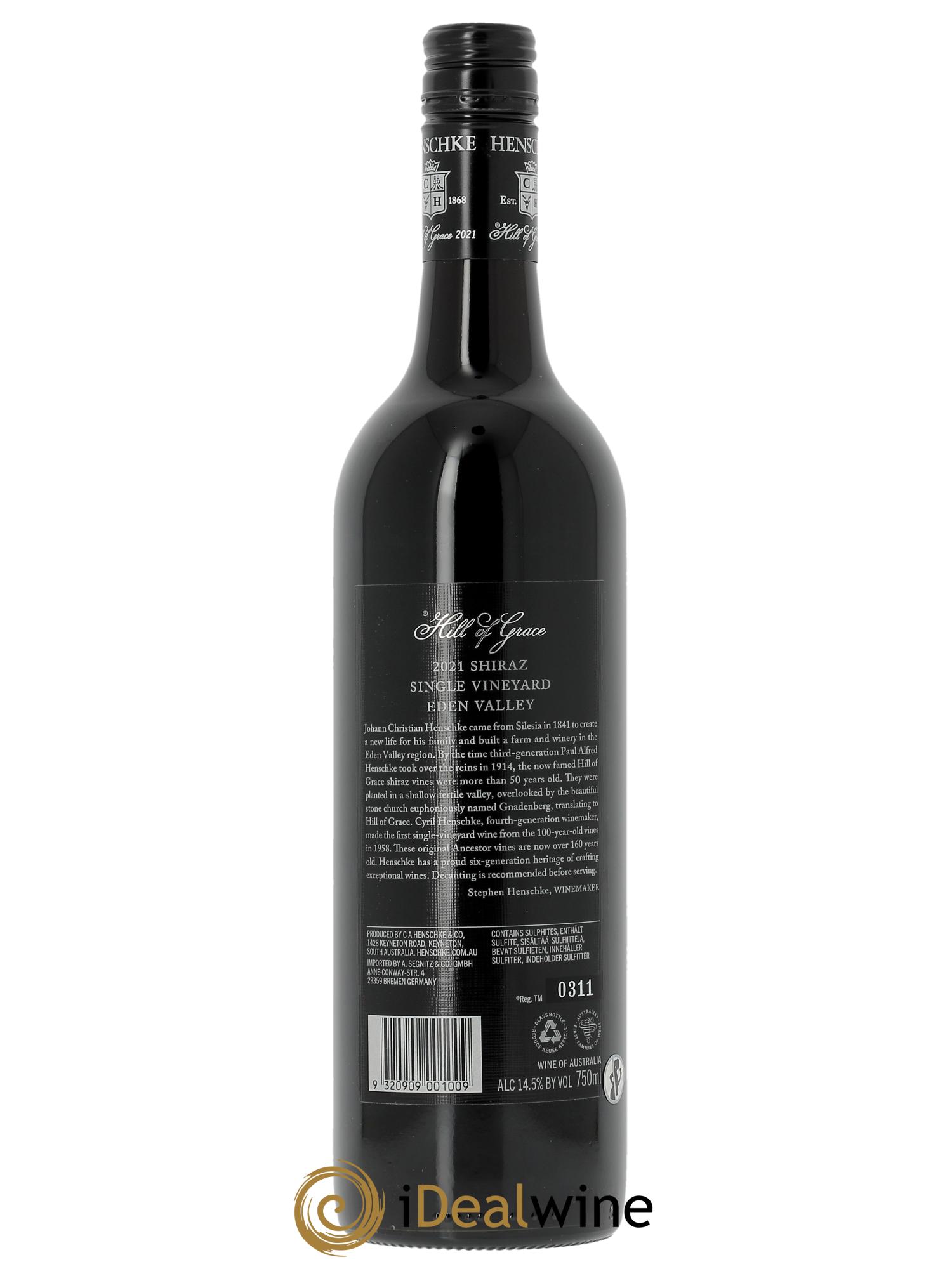 Eden Valley Hill of Grace Shiraz Henschke  2021 - Lot de 1 bouteille - 2