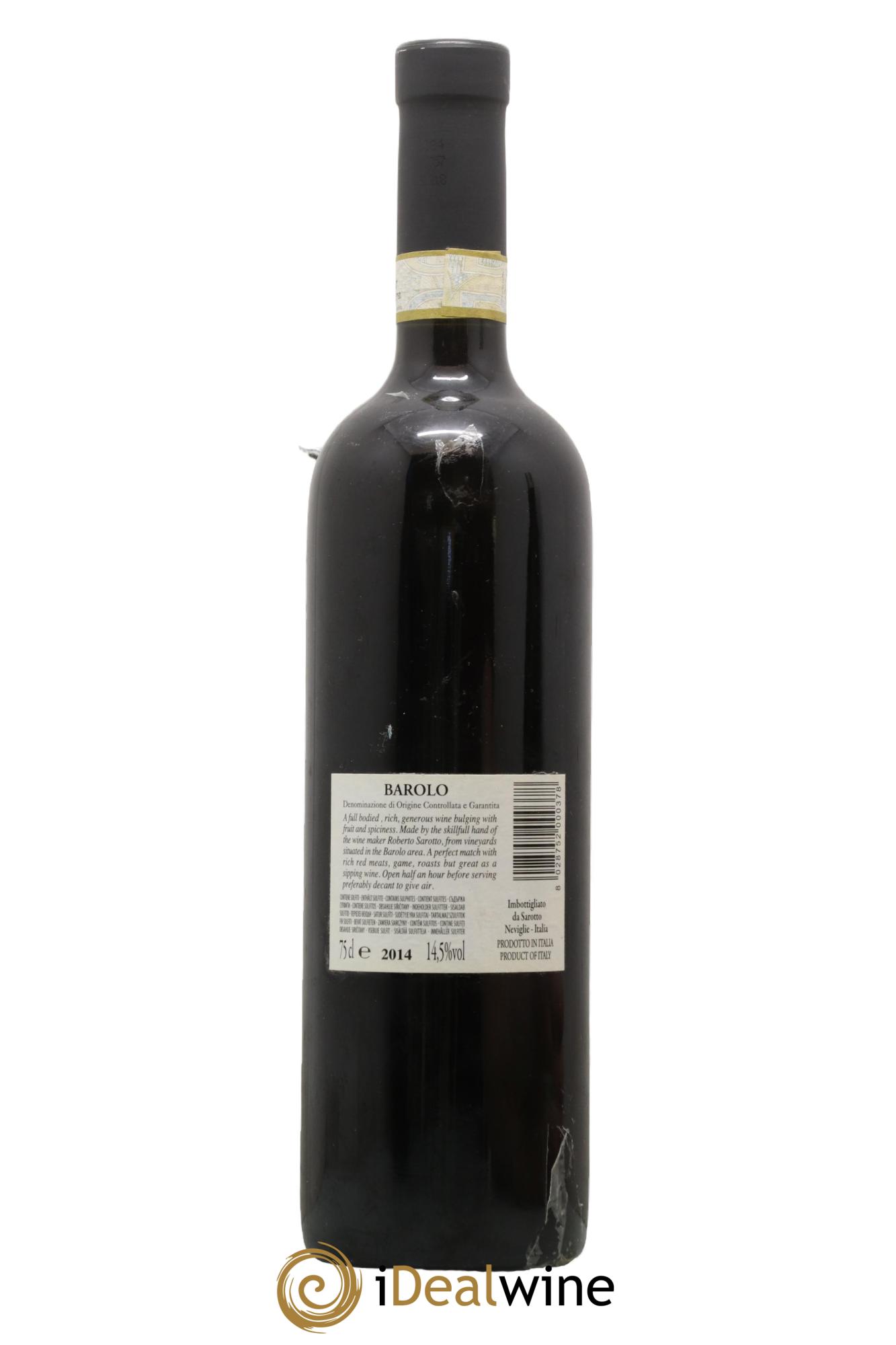 Barolo Roberto Sarotto 2014 - Lot de 1 bouteille - 1