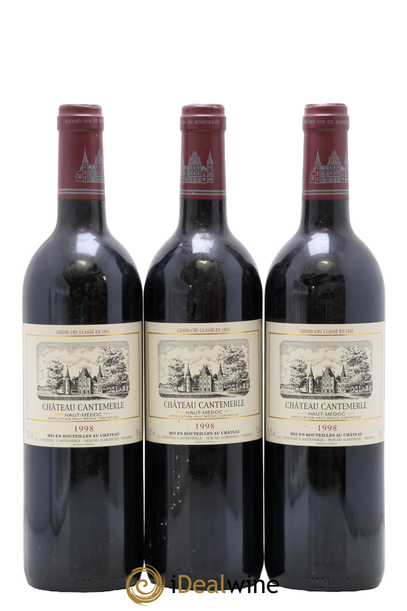 Château Cantemerle 5ème Grand Cru Classé 1998 - Lot de 3 bouteilles - 0