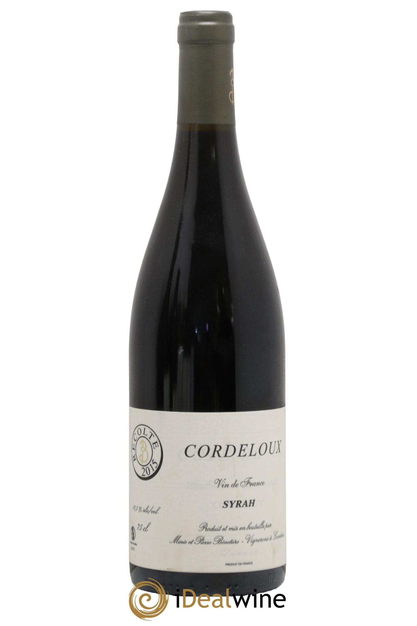 Vin de France Syrah Cordeloux Marie et Pierre Bénetière (Domaine) 2015 - Lot of 1 bottle - 0