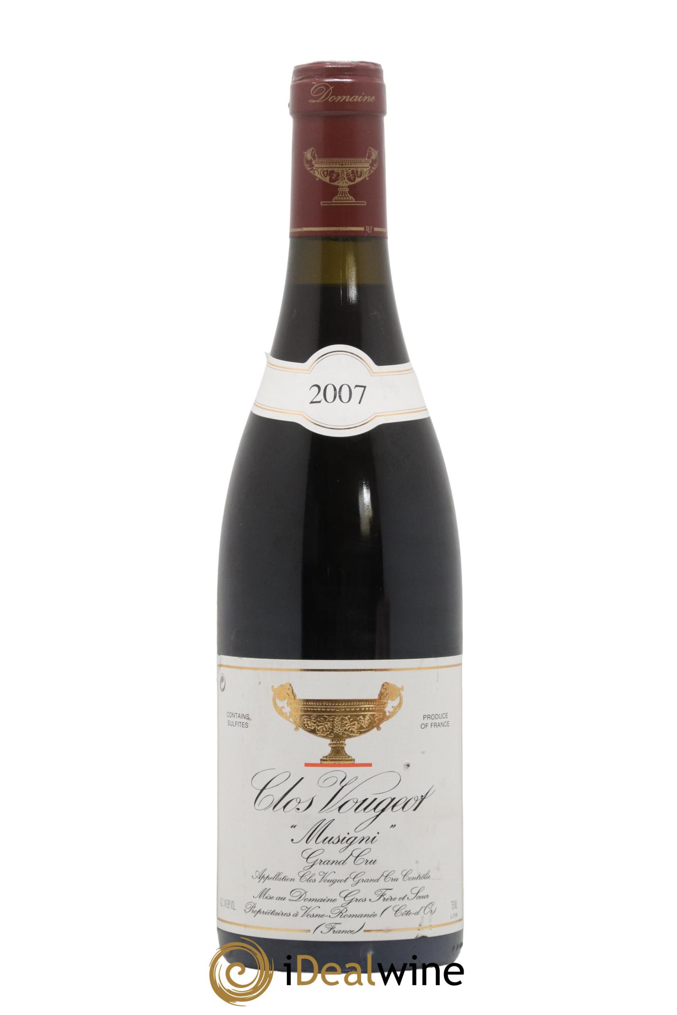Clos de Vougeot Grand Cru Musigni Gros Frère & Soeur 2007 - Lot de 1 bouteille - 0