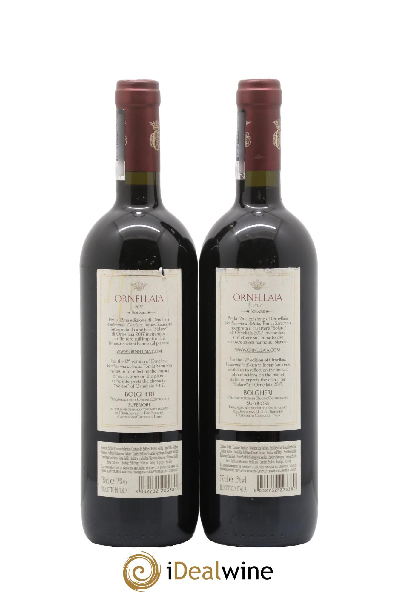 Bolgheri DOC Superiore Ornellaia Tenuta Dell'Ornellaia - Frescobaldi 2017 - Lotto di 2 bottiglie - 1
