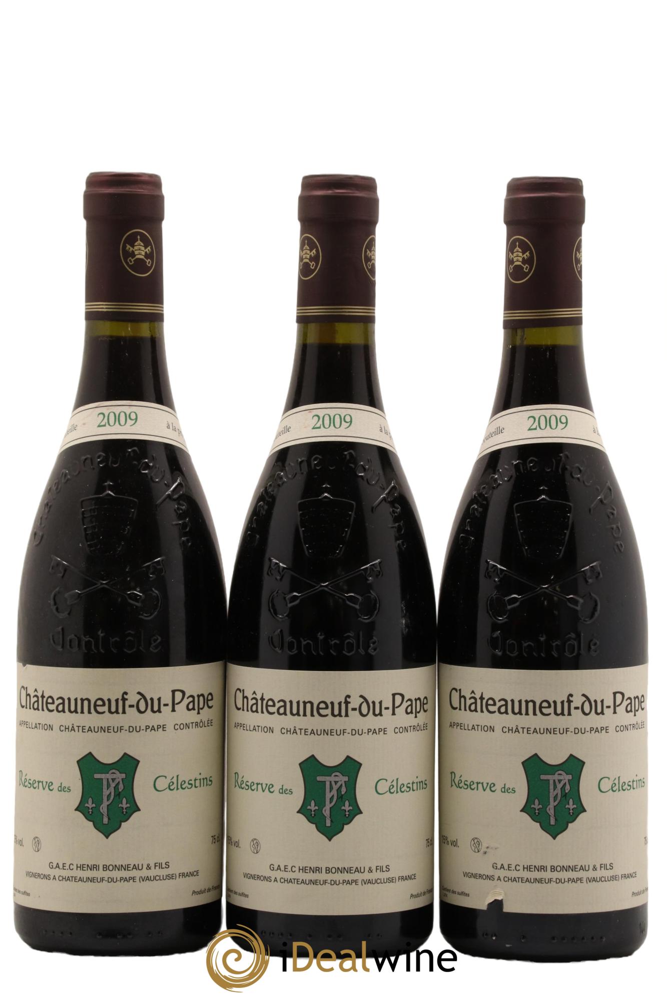 Châteauneuf-du-Pape Réserve des Célestins Henri Bonneau & Fils 2009 - Lot of 3 bottles - 0