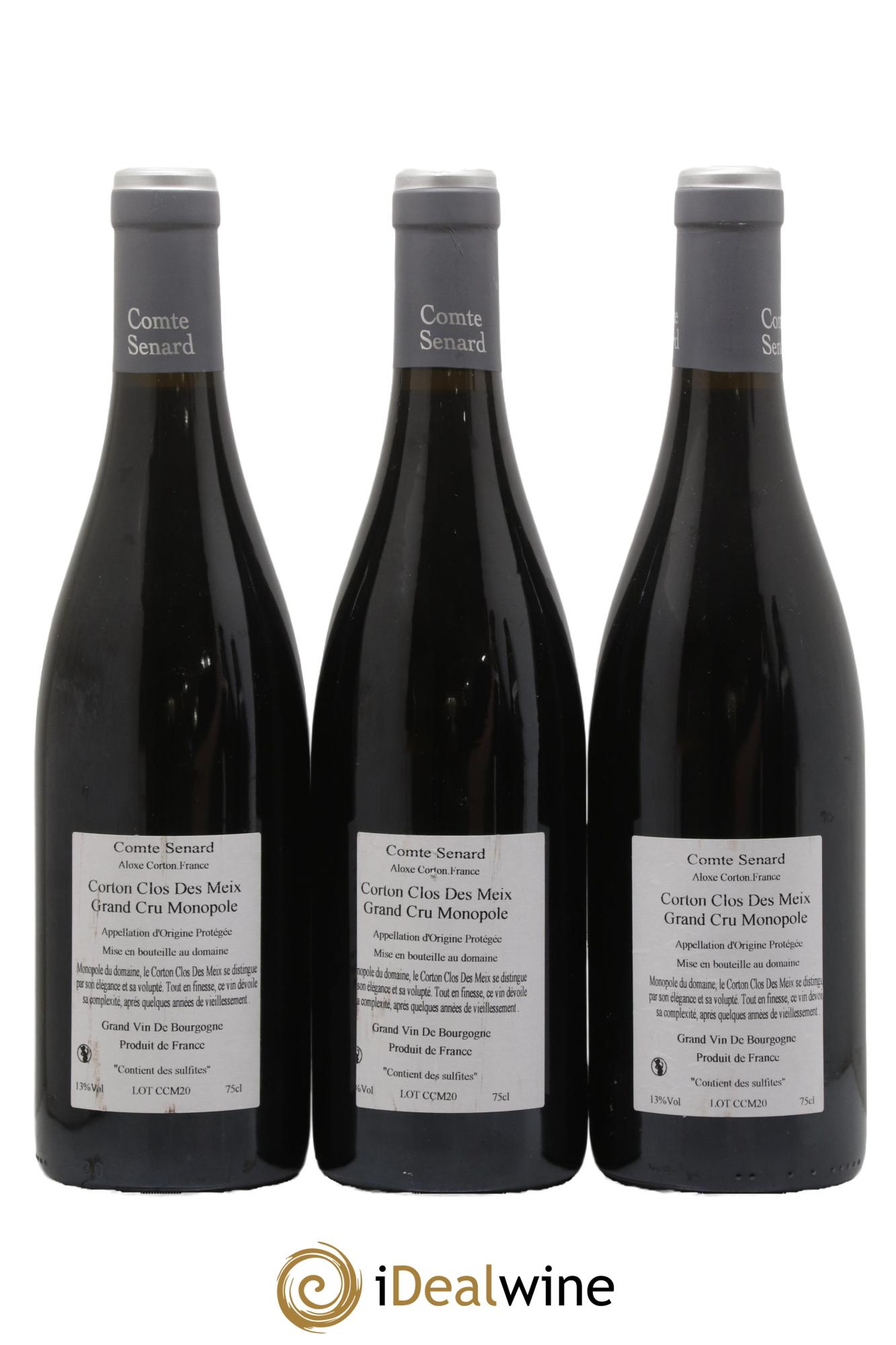 Corton Grand Cru Clos des Meix Monopole Comte Senard 2020 - Lot of 3 bottles - 1