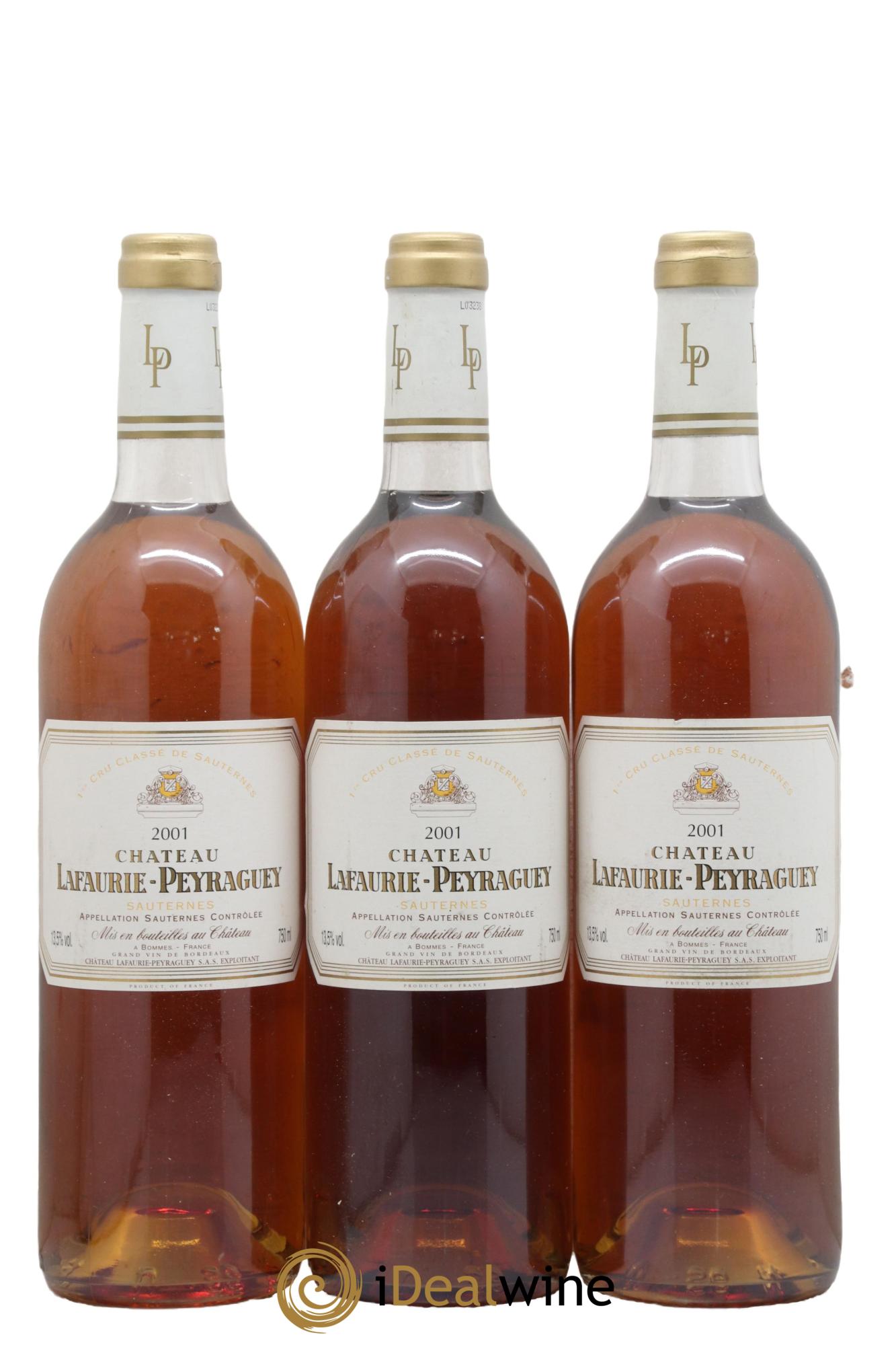 Château Lafaurie-Peyraguey 1er Grand Cru Classé 2001 - Lotto di 3 bottiglie - 0