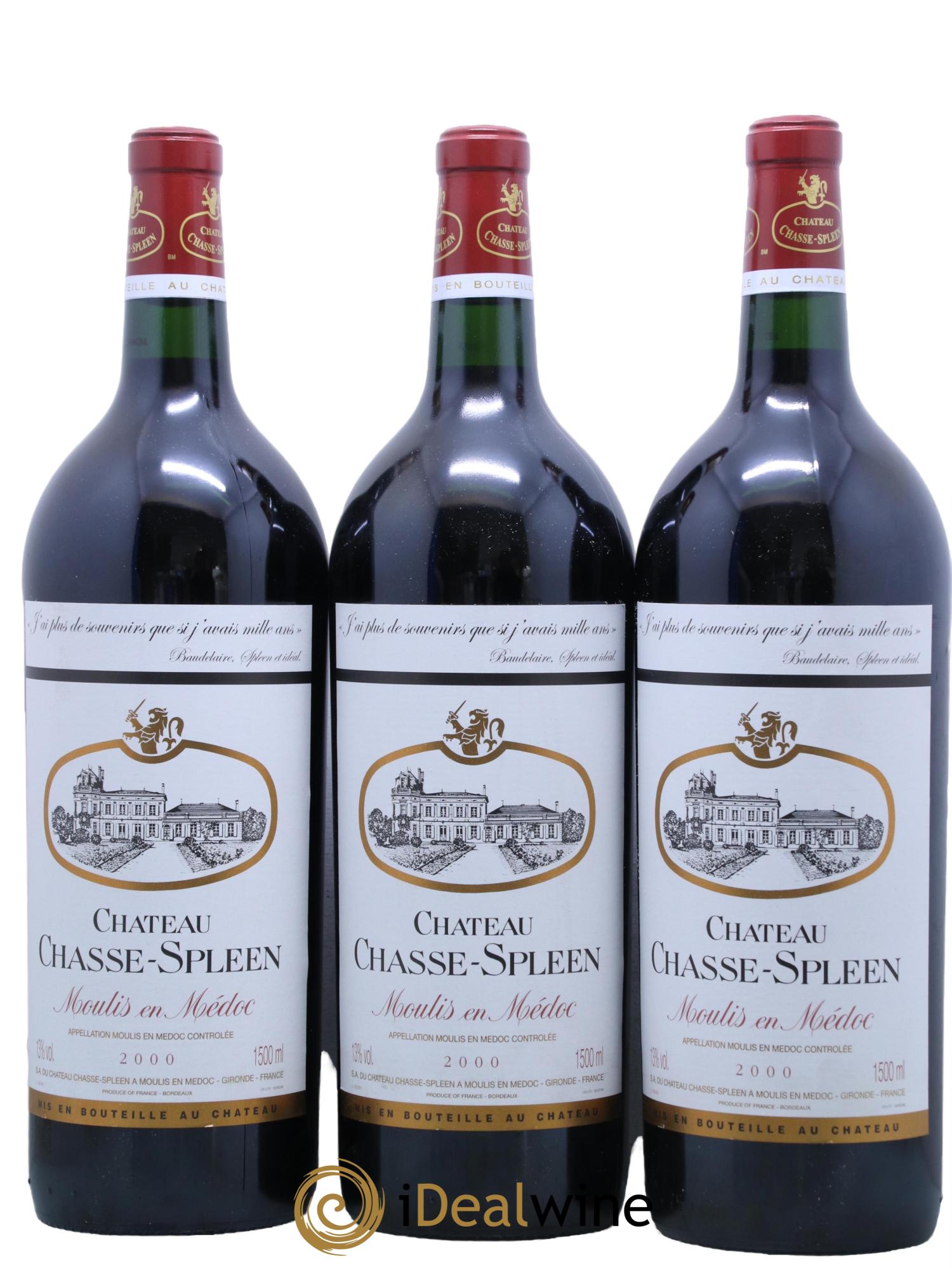 Château Chasse Spleen 2000 - Lot de 3 magnums - 0