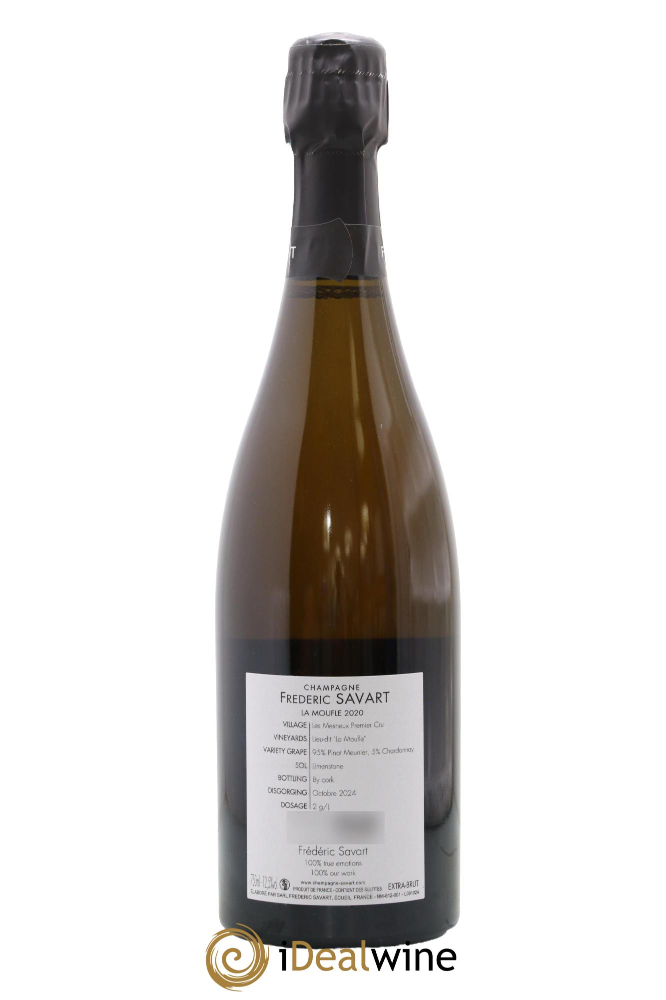 Champagne 1er cru Extra Brut La Moufle Frederic Savart 2020 - Lot de 1 bouteille - 1