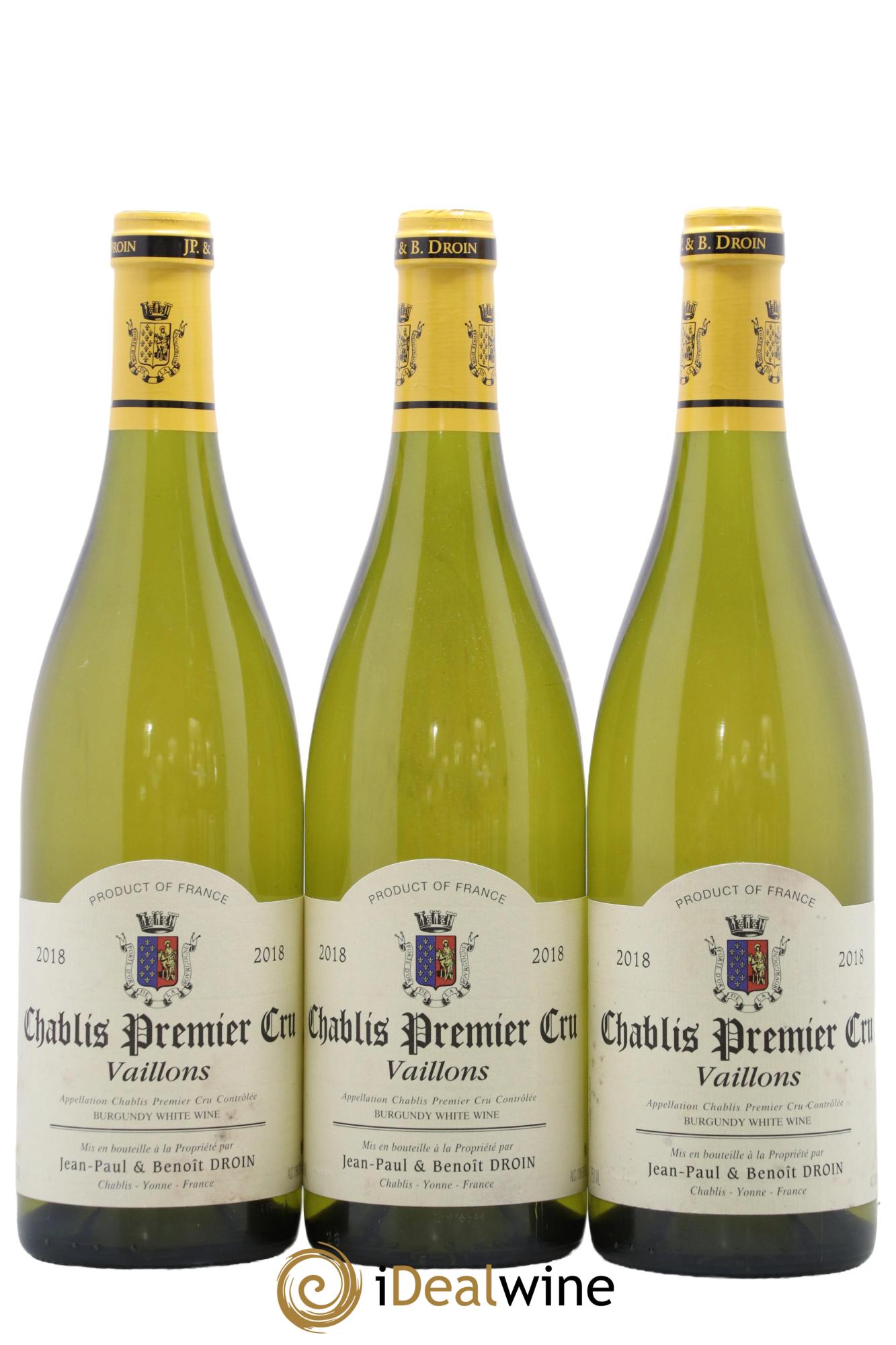 Chablis 1er Cru Vaillons Jean-Paul & Benoît Droin (Domaine) 2018 - Lot de 3 bouteilles - 0
