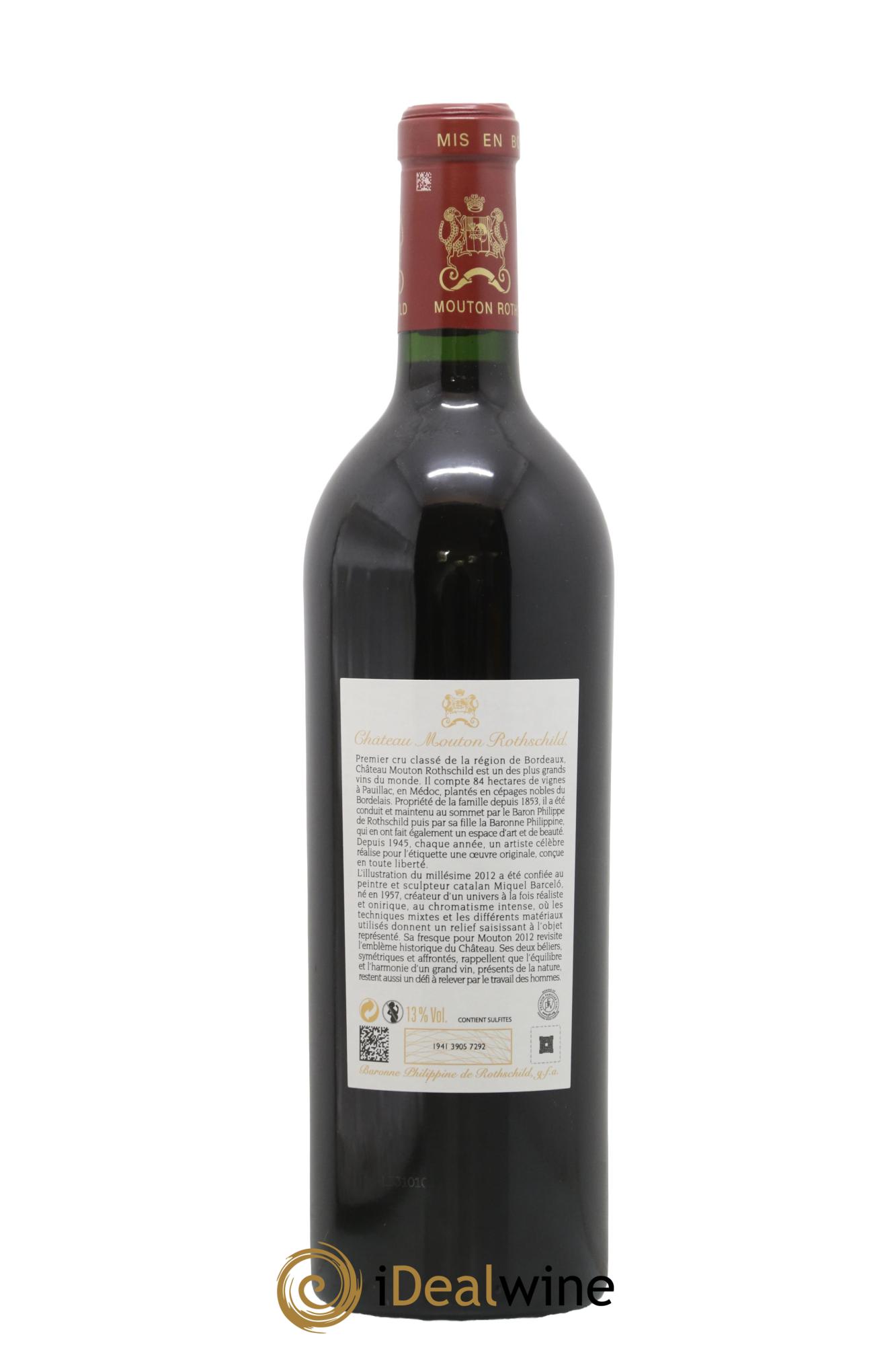 Château Mouton Rothschild 1er Grand Cru Classé 2012 - Lot de 1 bouteille - 1