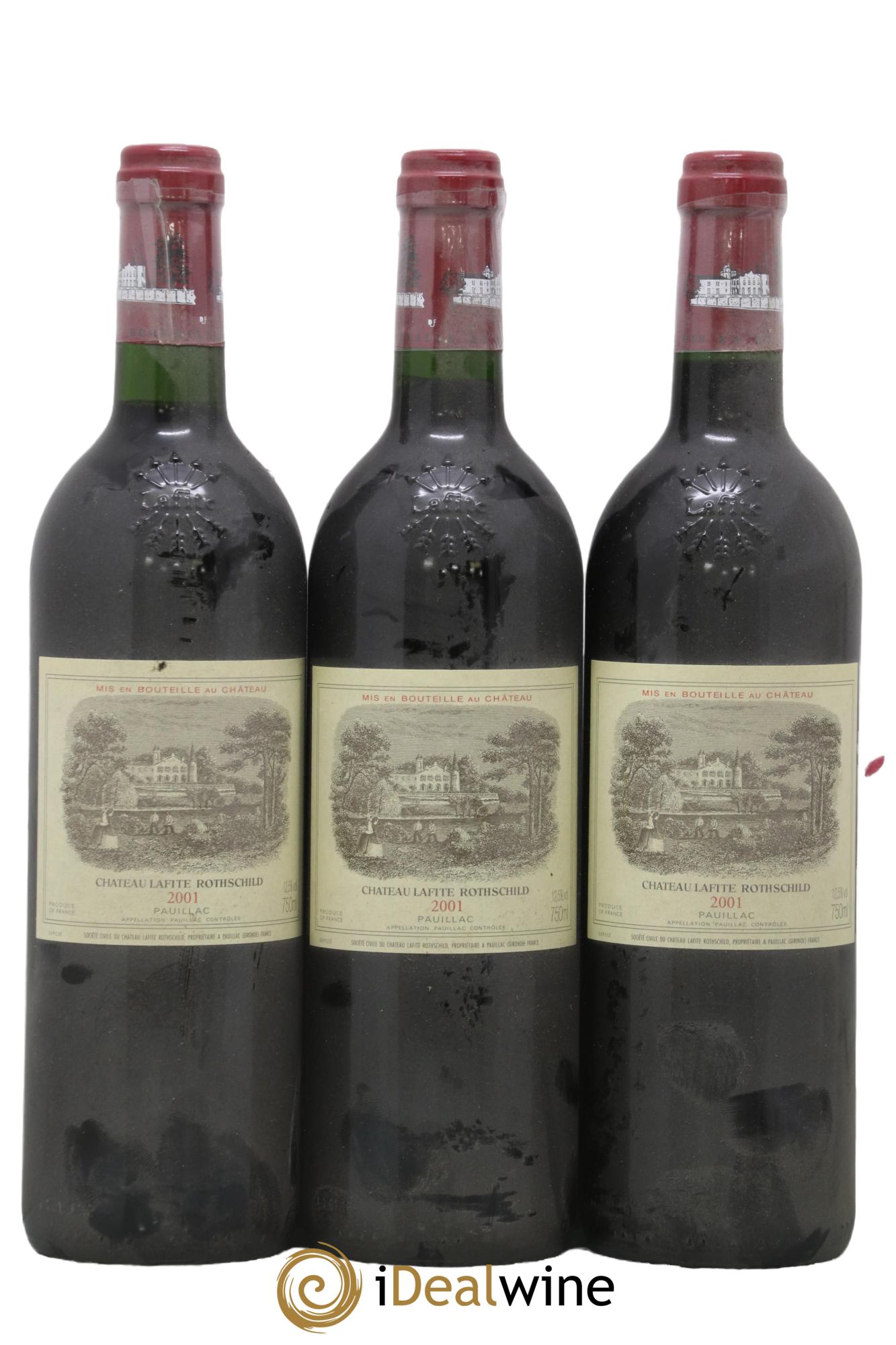 Château Lafite Rothschild 1er Grand Cru Classé 2001 - Lot of 3 bottles - 0