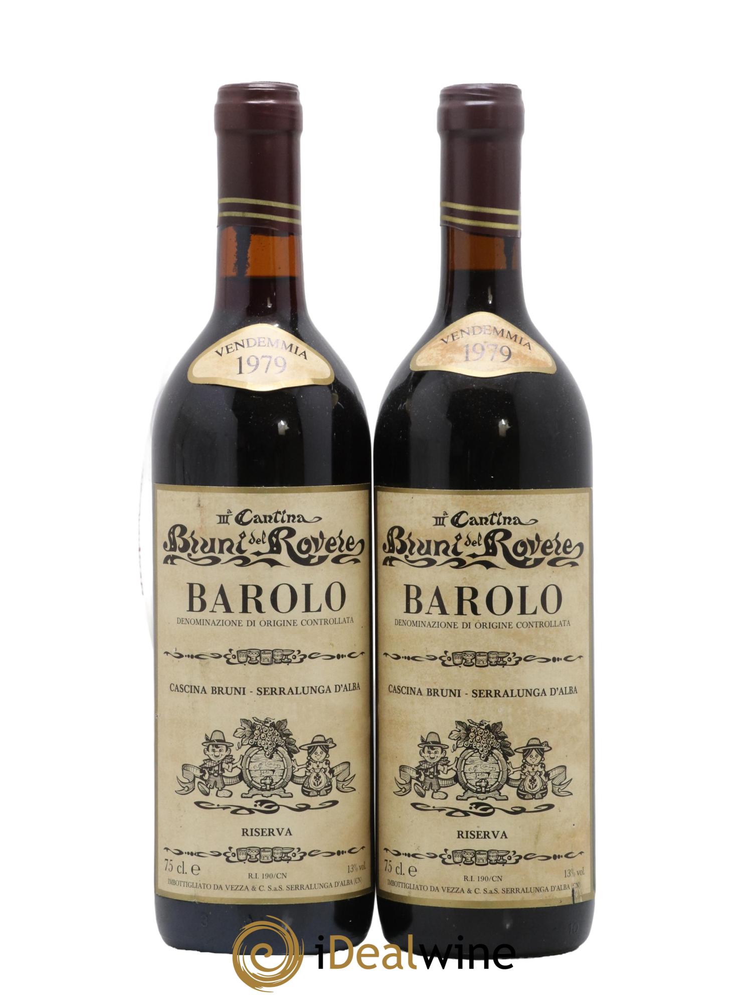 Barolo Riserva Cascina Bruni Vezza 1979 - Lot de 2 bouteilles - 0