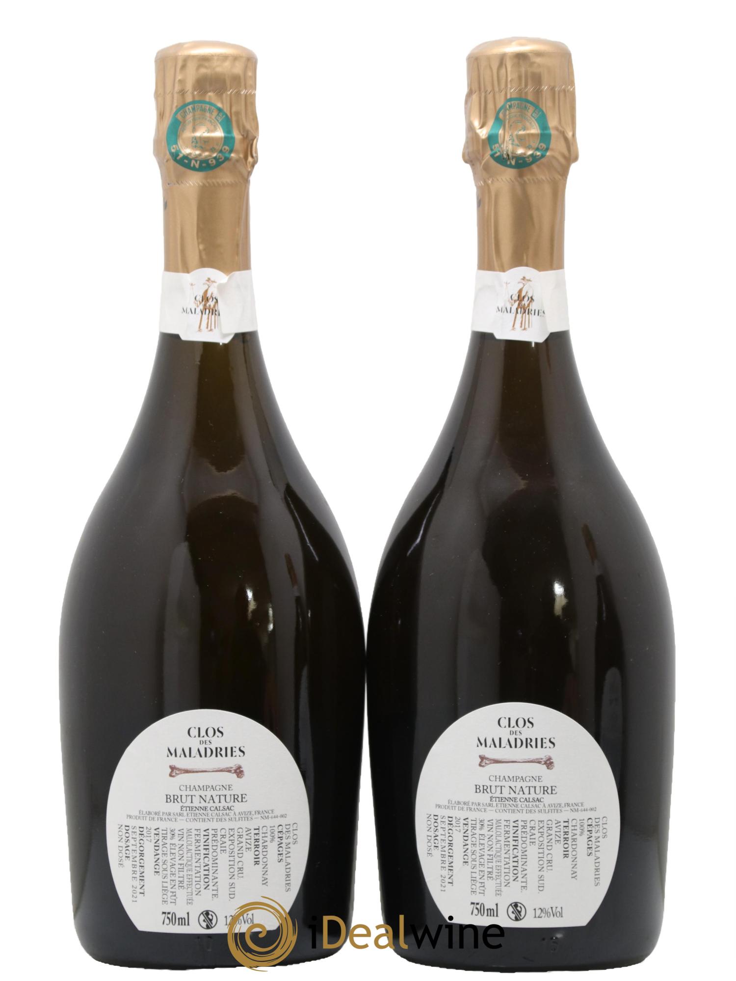 Clos des Maladries Grand Cru Extra-Brut Etienne Calsac 2017 - Lot de 2 bouteilles - 1