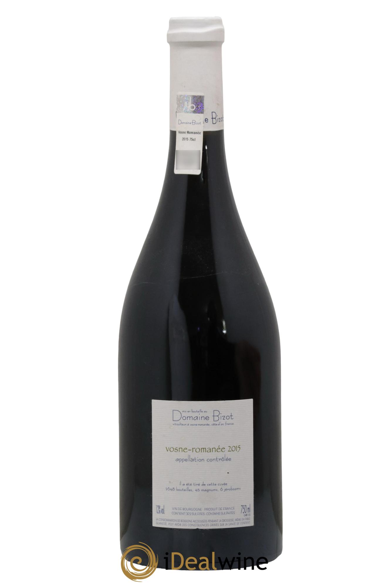 Vosne-Romanée Bizot (Domaine)  2015 - Lot de 1 bouteille - 1