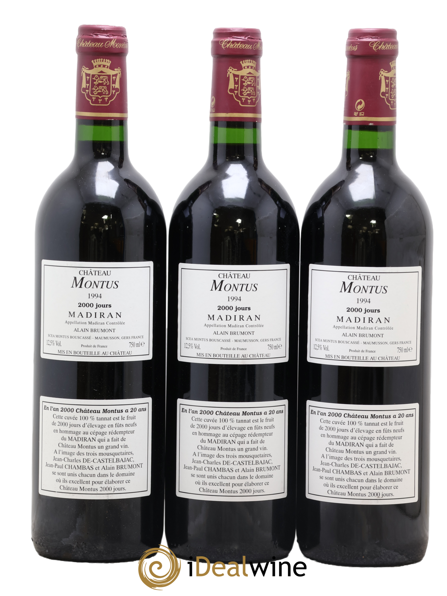 Madiran Château Montus 2000 jours Alain Brumont 1994 - Lot de 3 bouteilles - 1