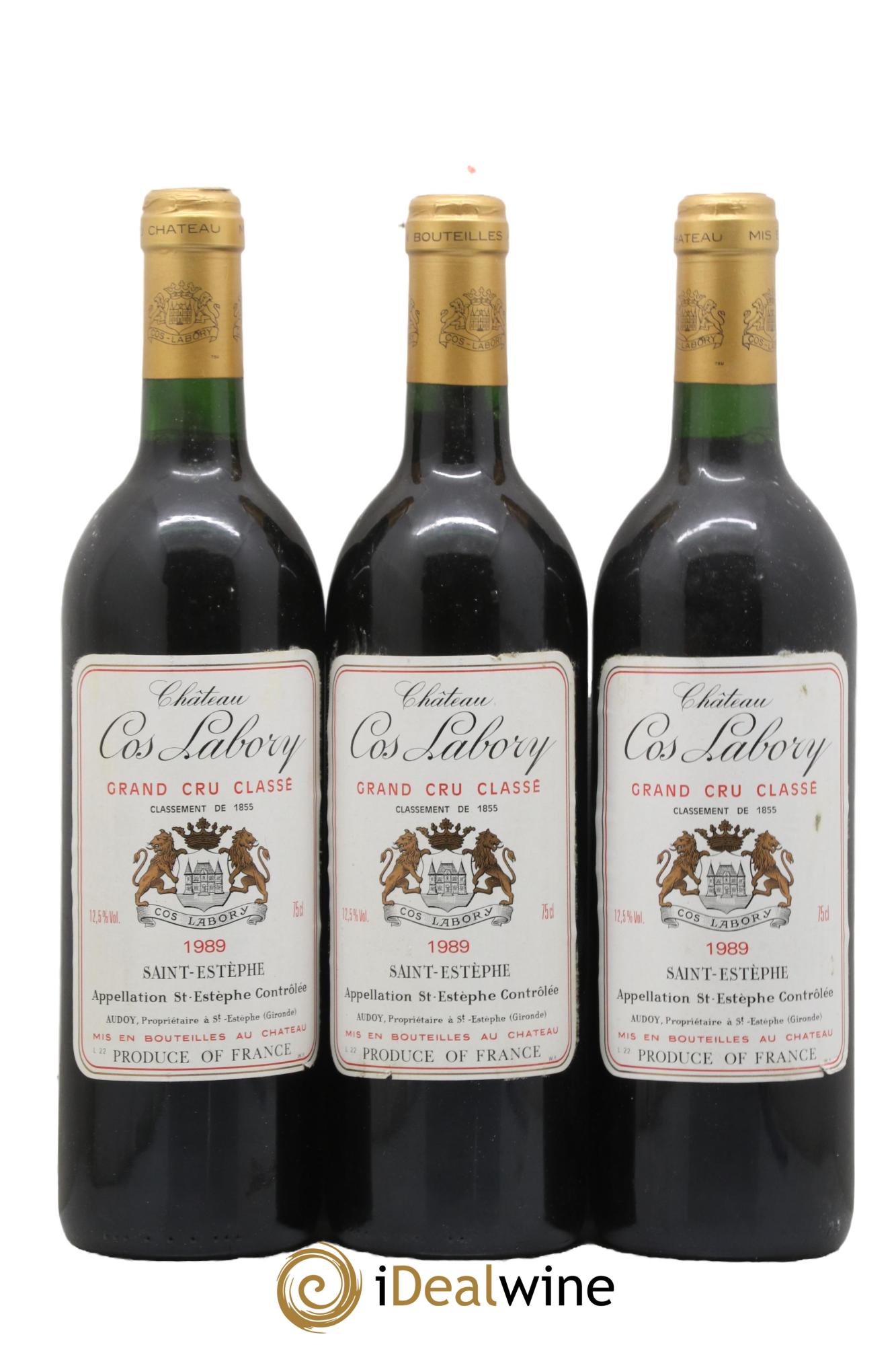 Château Cos Labory 5ème Grand Cru Classé 1989 - Lot de 3 bouteilles - 0