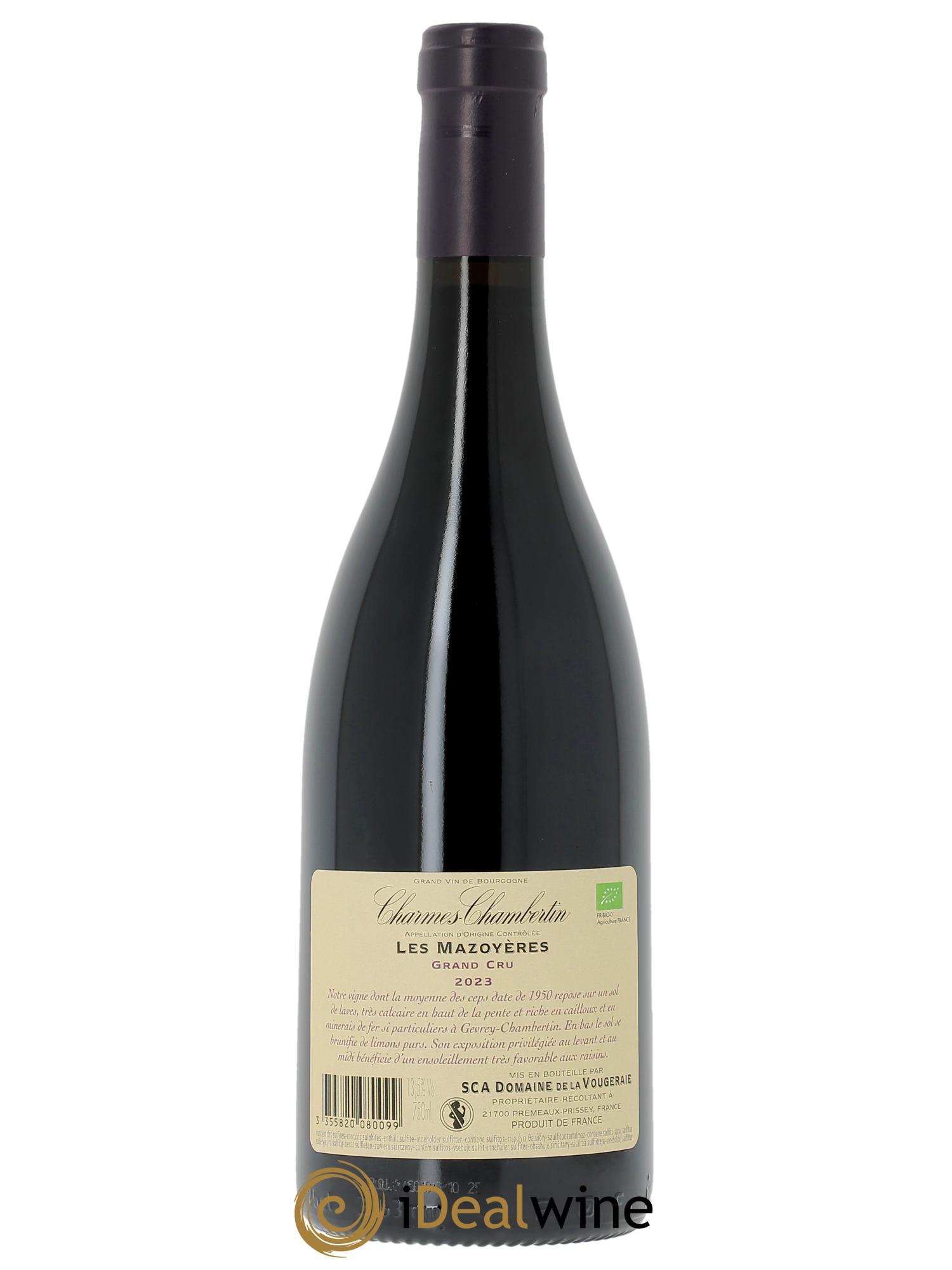 Charmes-Chambertin Grand Cru Les Mazoyères La Vougeraie 2023 - Lot of 1 bottle - 1