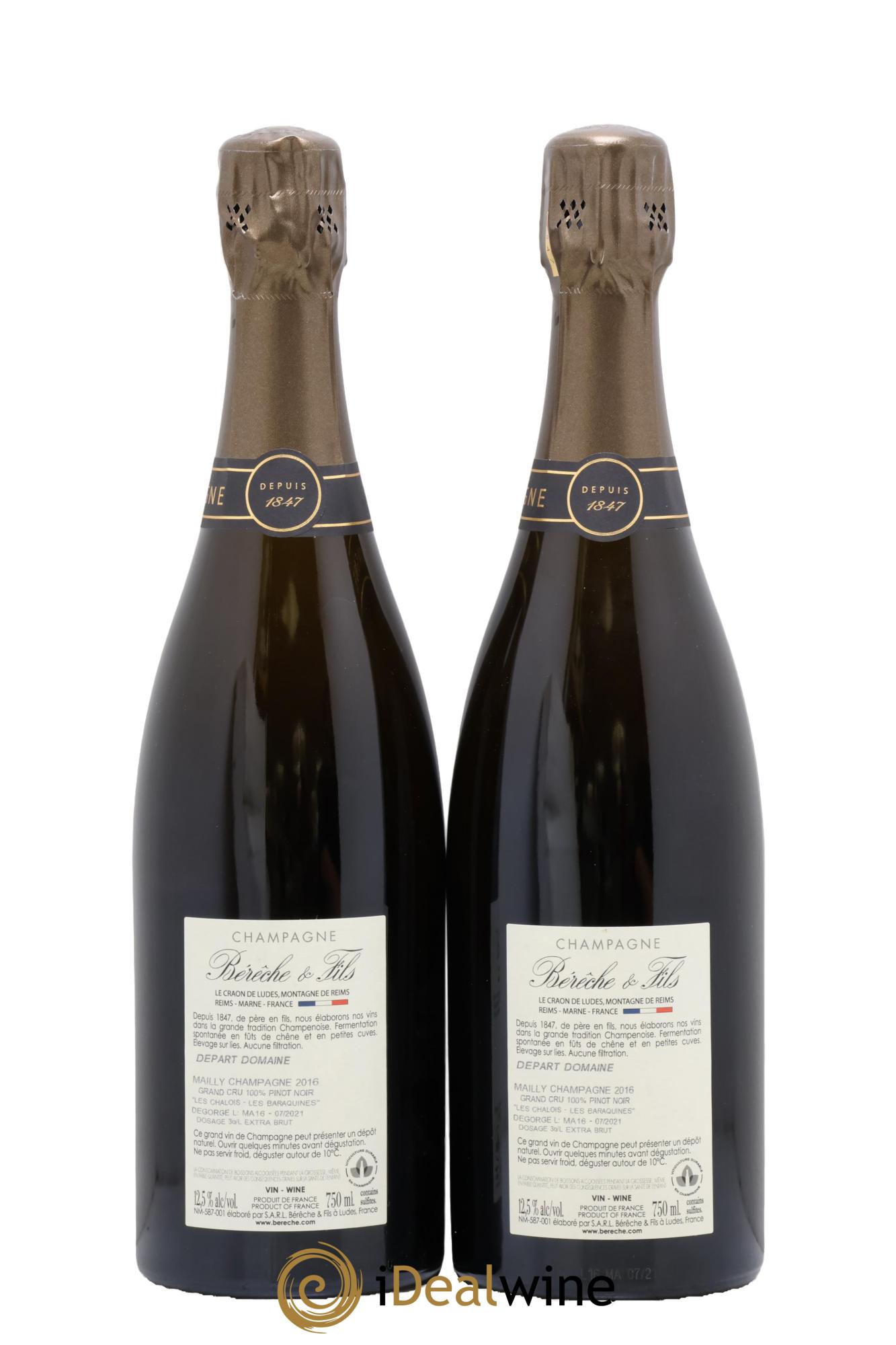 Mailly-Champagne Grand Cru Extra-Brut Bérêche et Fils 2016 - Lot of 2 bottles - 1