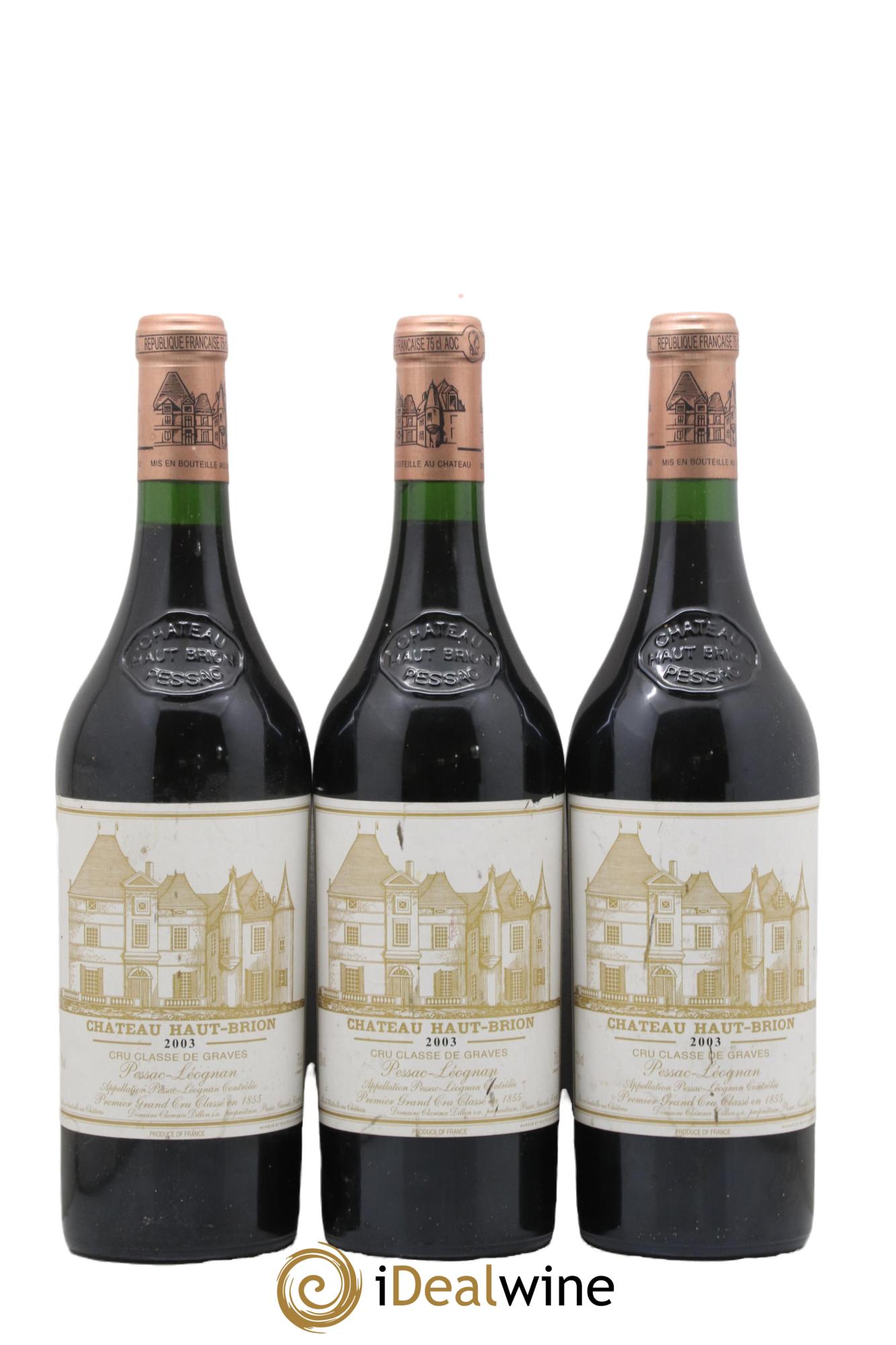 Château Haut Brion 1er Grand Cru Classé 2003 - Lot de 3 bouteilles - 0