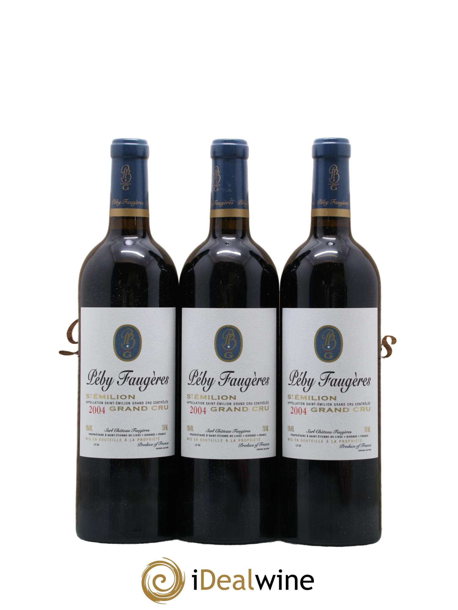 Château Péby Faugères Grand Cru Classé 2004 - Lot de 3 bouteilles - 0