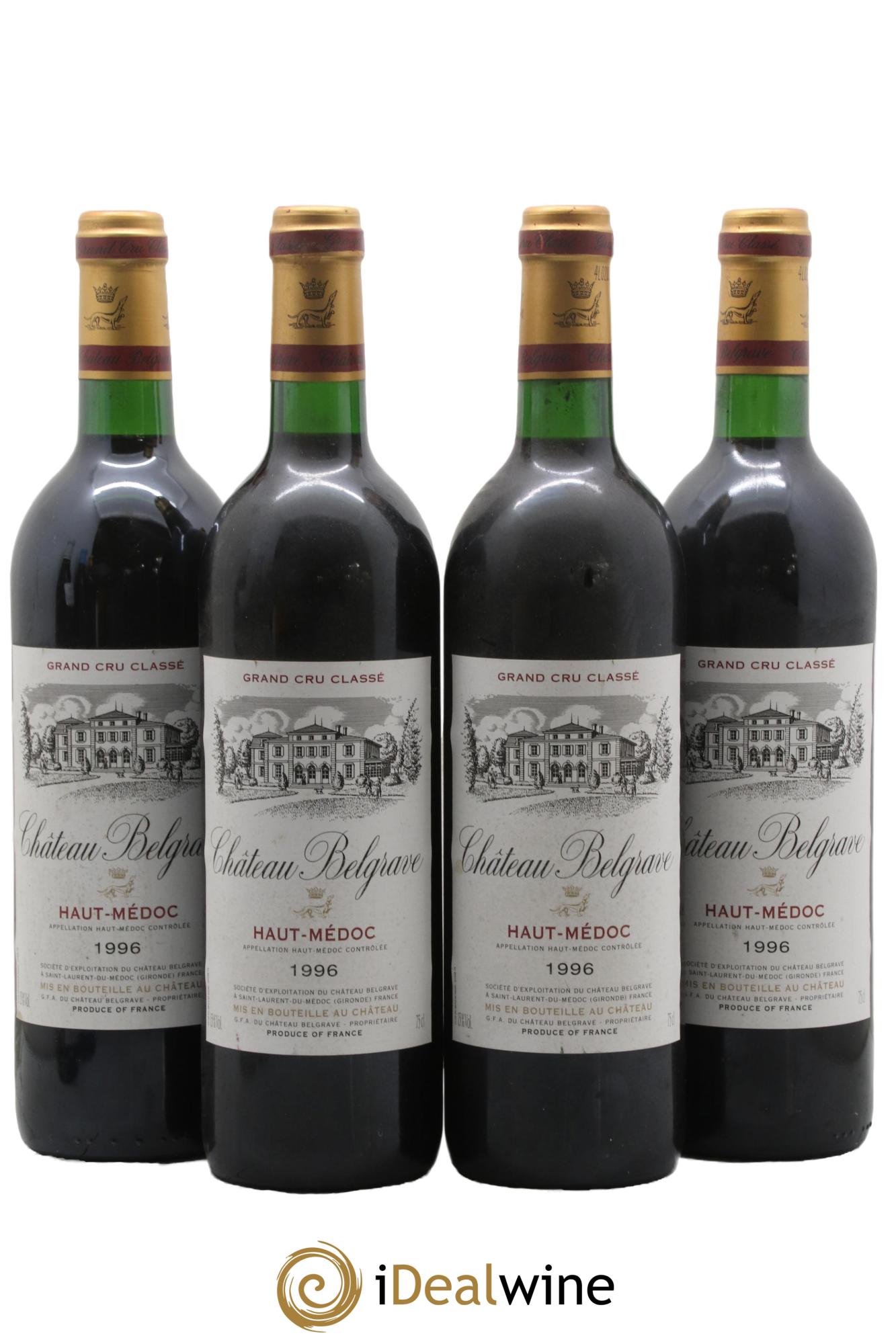 Château Belgrave 5ème Grand Cru Classé 1996 - Posten von 4 Flaschen - 0
