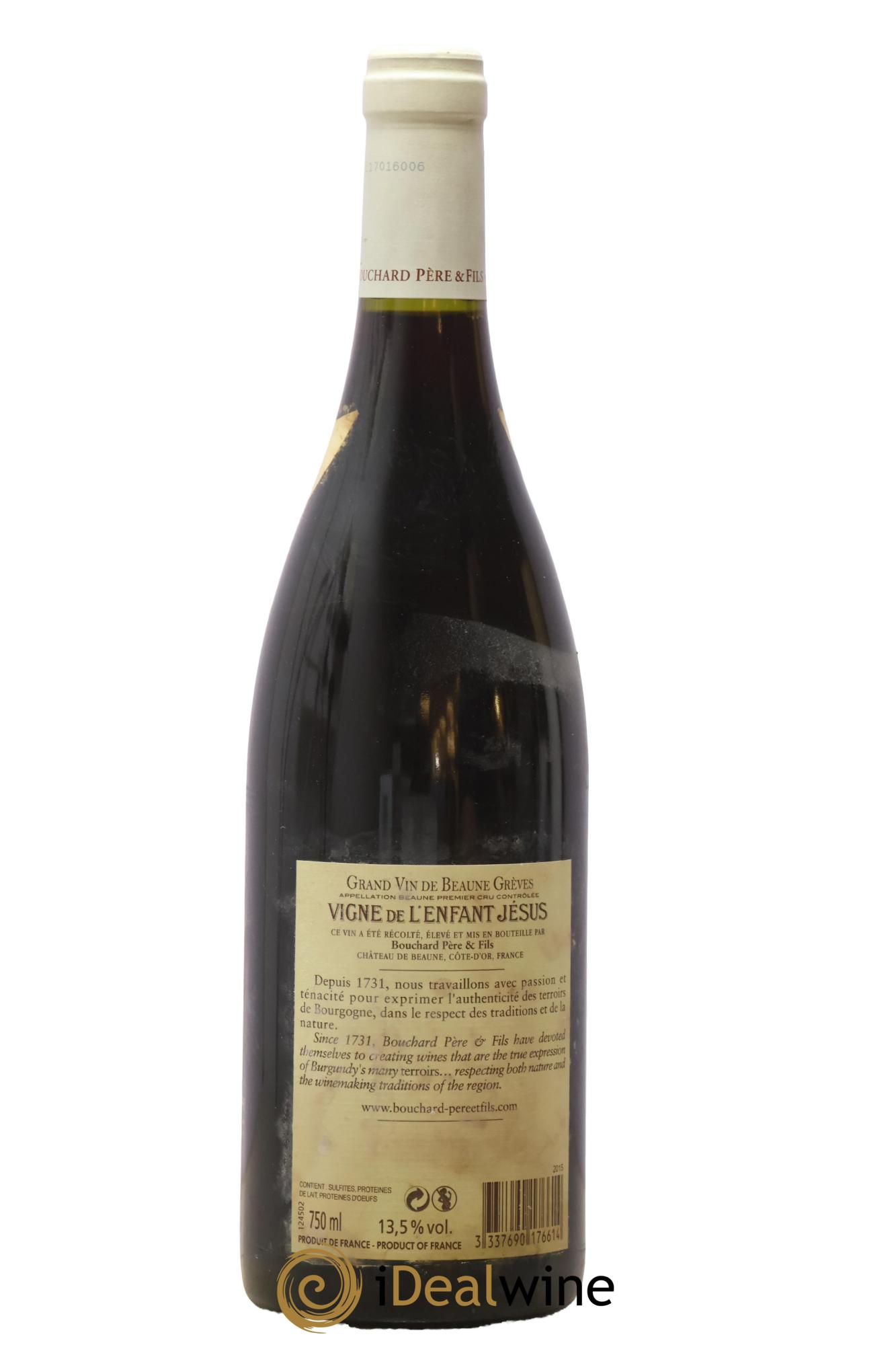 Beaune 1er Cru Grèves - Vigne de l'Enfant Jésus Bouchard Père & Fils 2015 - Lot de 1 bouteille - 1