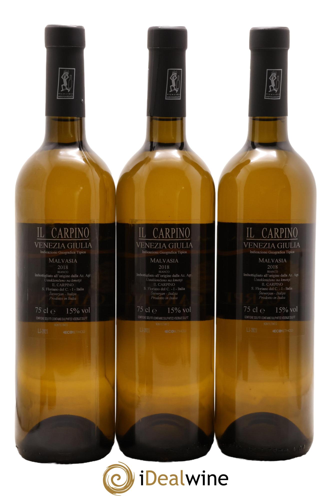 IGT Venezia Giulia Malvasia Il Carpino 2018 - Lot de 3 bouteilles - 1