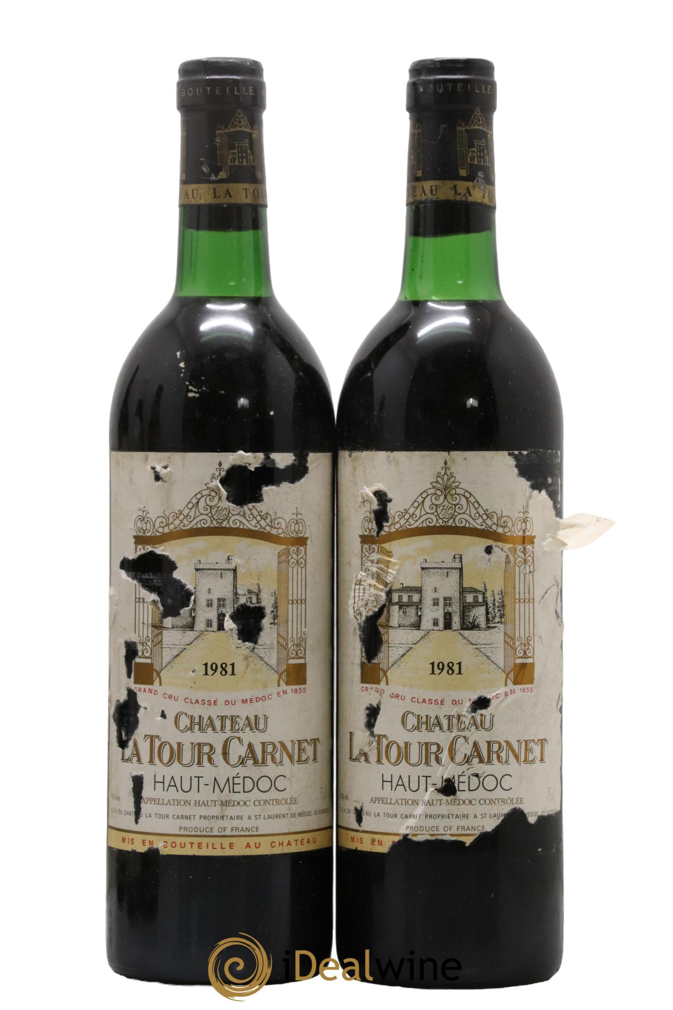 Château la Tour Carnet 4ème Grand Cru Classé  1981 - Lot of 2 bottles - 0